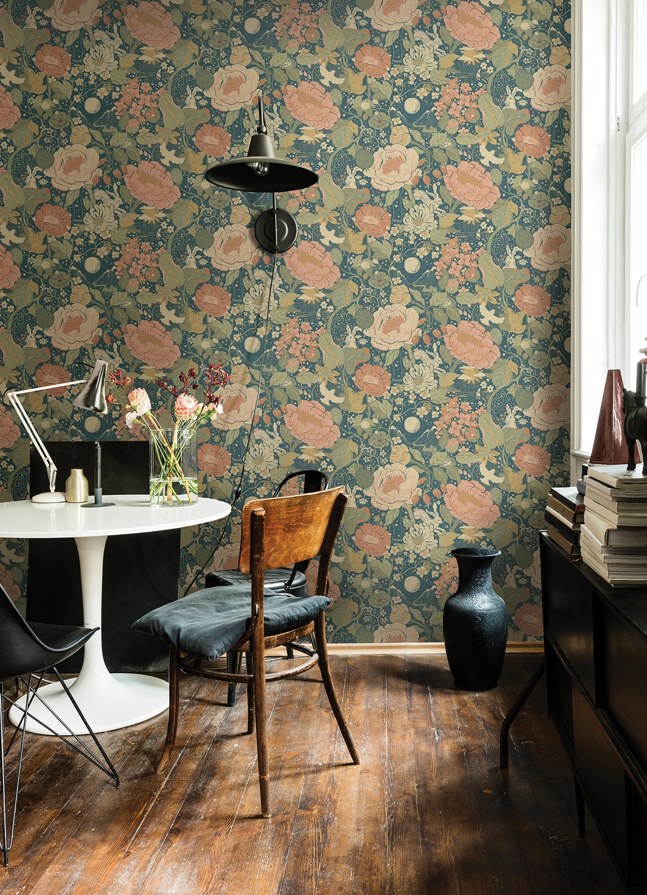 Annika Ocean Blue Floral & Fauna Non-Pasted Wallpaper