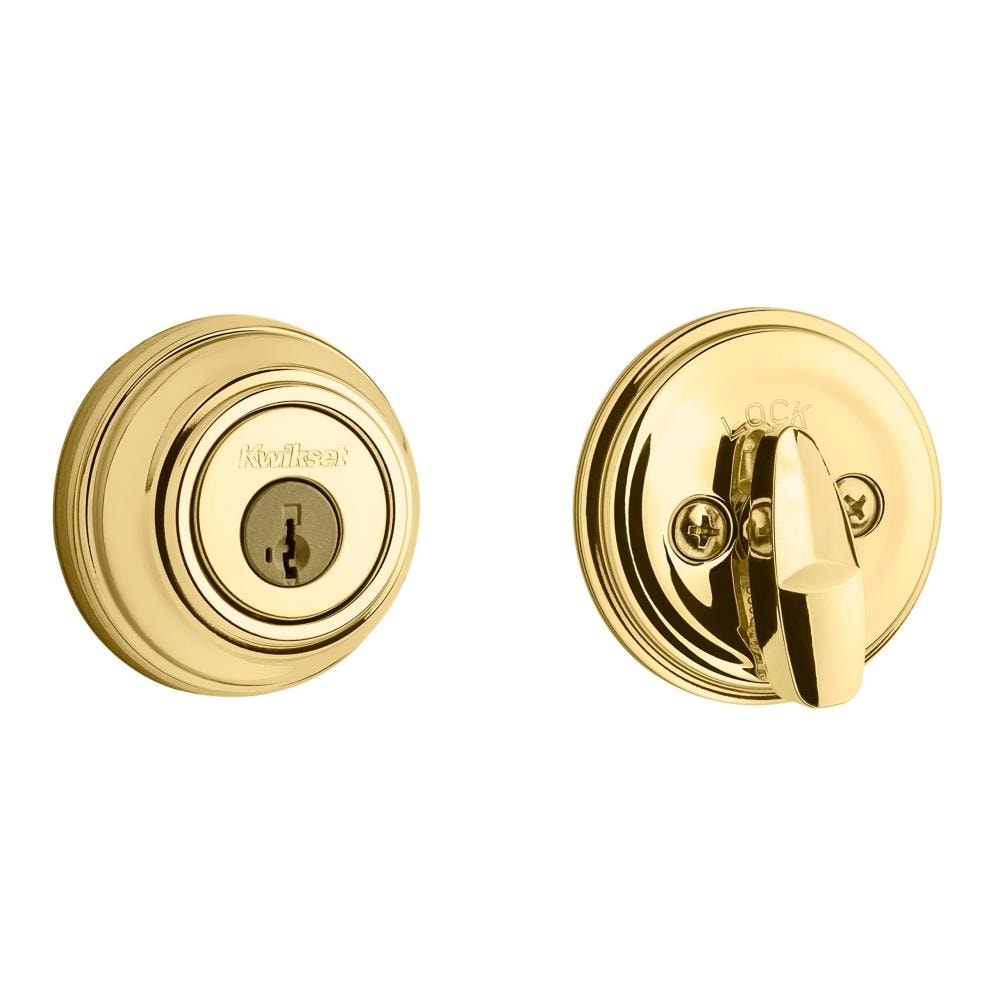 Kwikset Signatures 980 Deadbolt Series Polished Brass with SmartKey Single  Cylinder Deadbolt in the Deadbolts department at