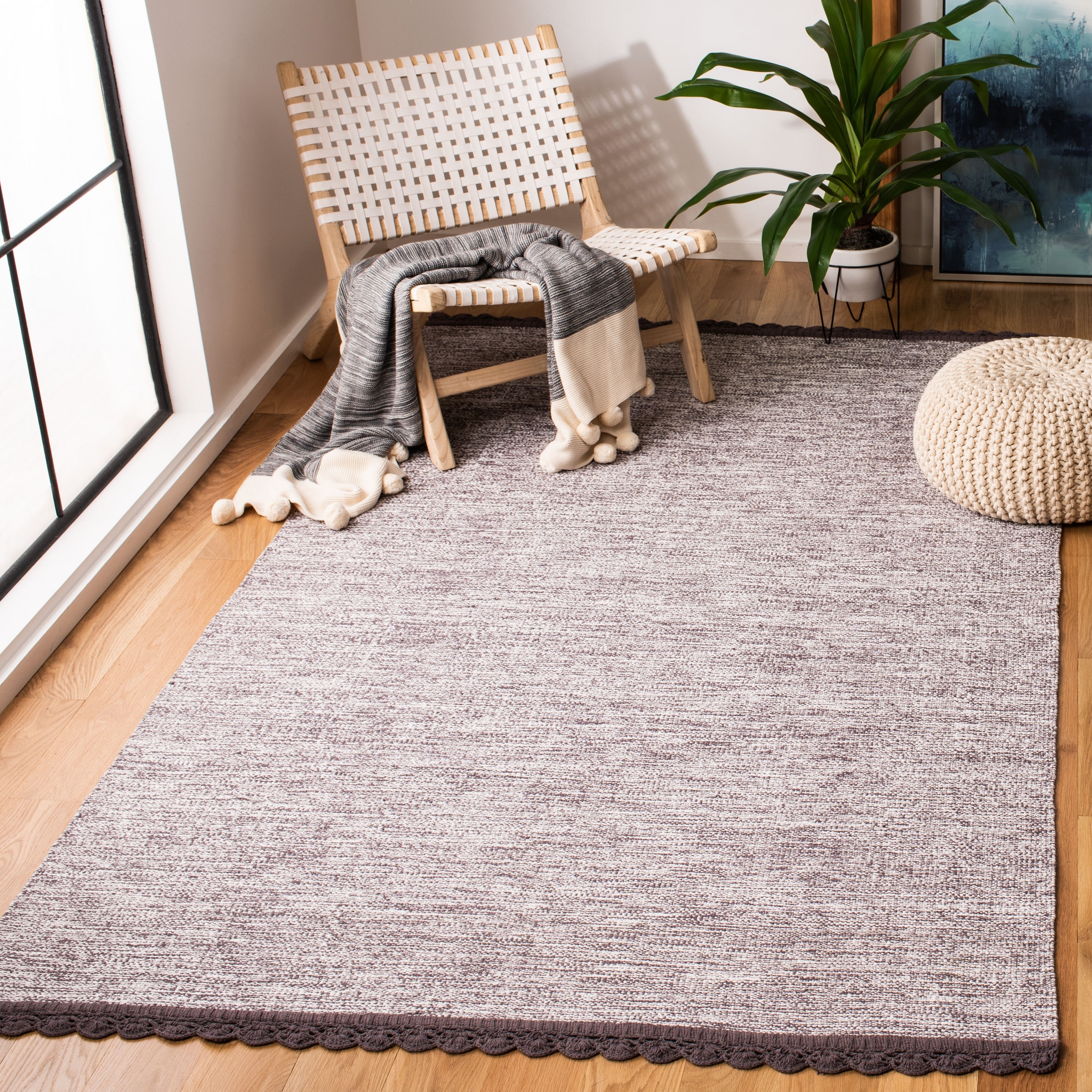 Safavieh MTK615J-8 Montauk Alburg 8 x 10 (ft) Cotton Charcoal Rectangular Indoor Coastal Area rug
