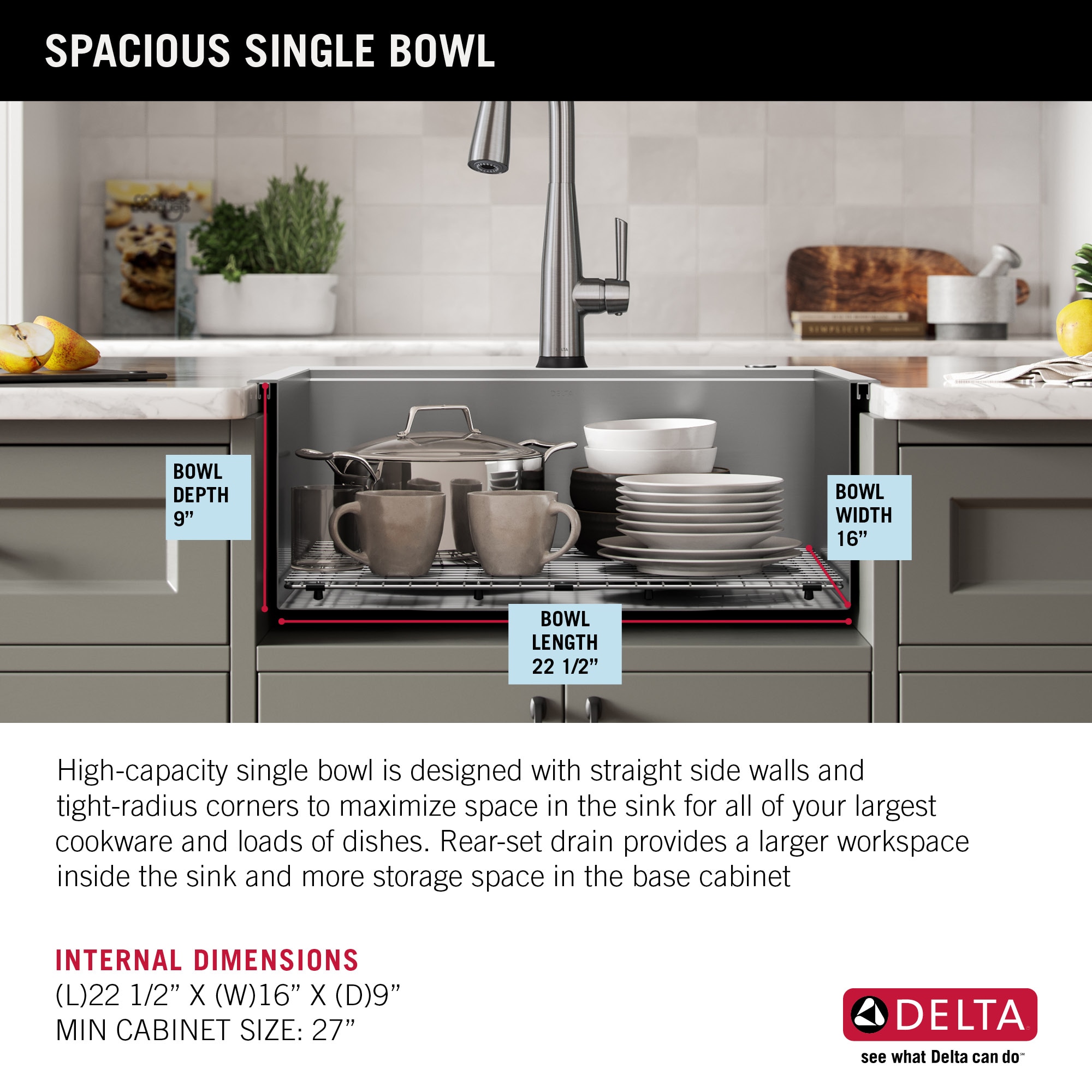 Delta Rivet Drop-In 25-in x 22-in Stainless Steel Single Bowl 1-Hole ...