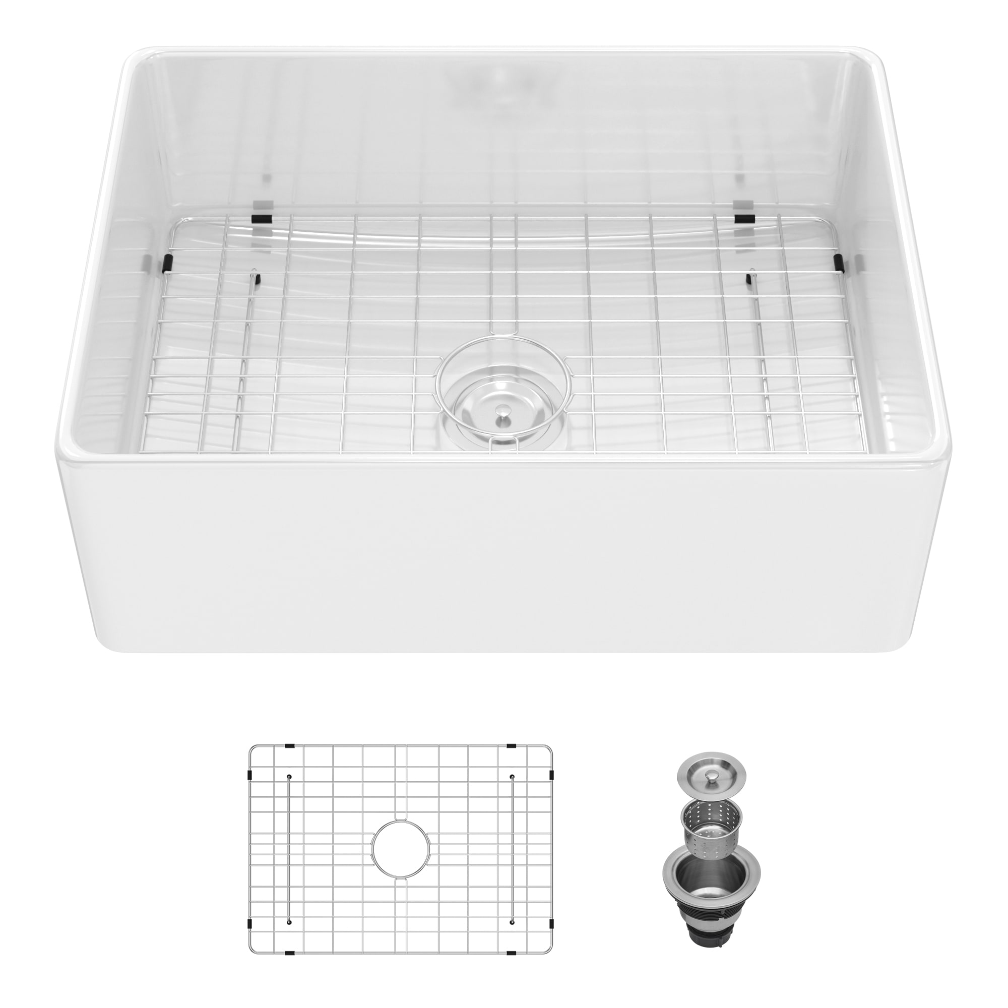 Vanityfus White 28 Inch Farmhouse Sink - Ceramic Porcelain