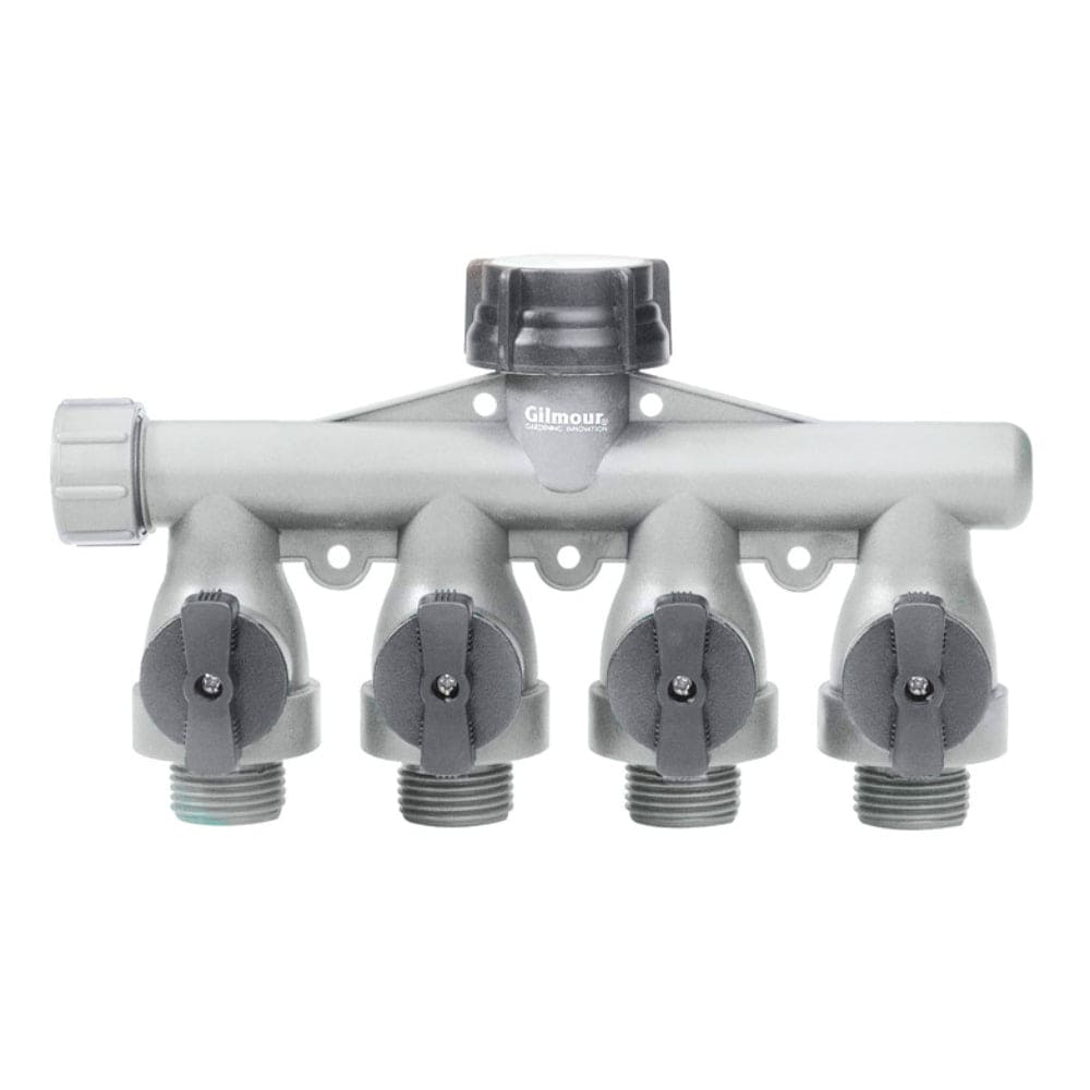 Gilmour  Polymer Threaded Male 4 Way Shut Off Valve Impact Resistant Full Flow 5/8 in