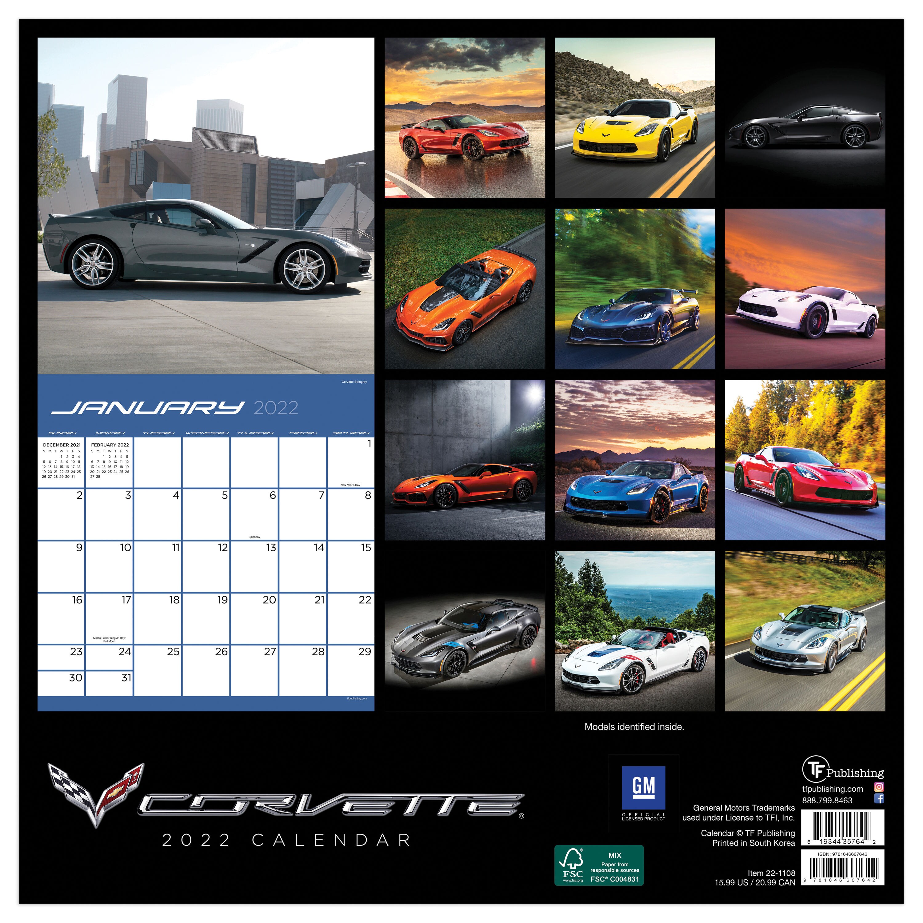 TF Publishing 2022 Corvette Wall Calendar in the Calendars & Planners