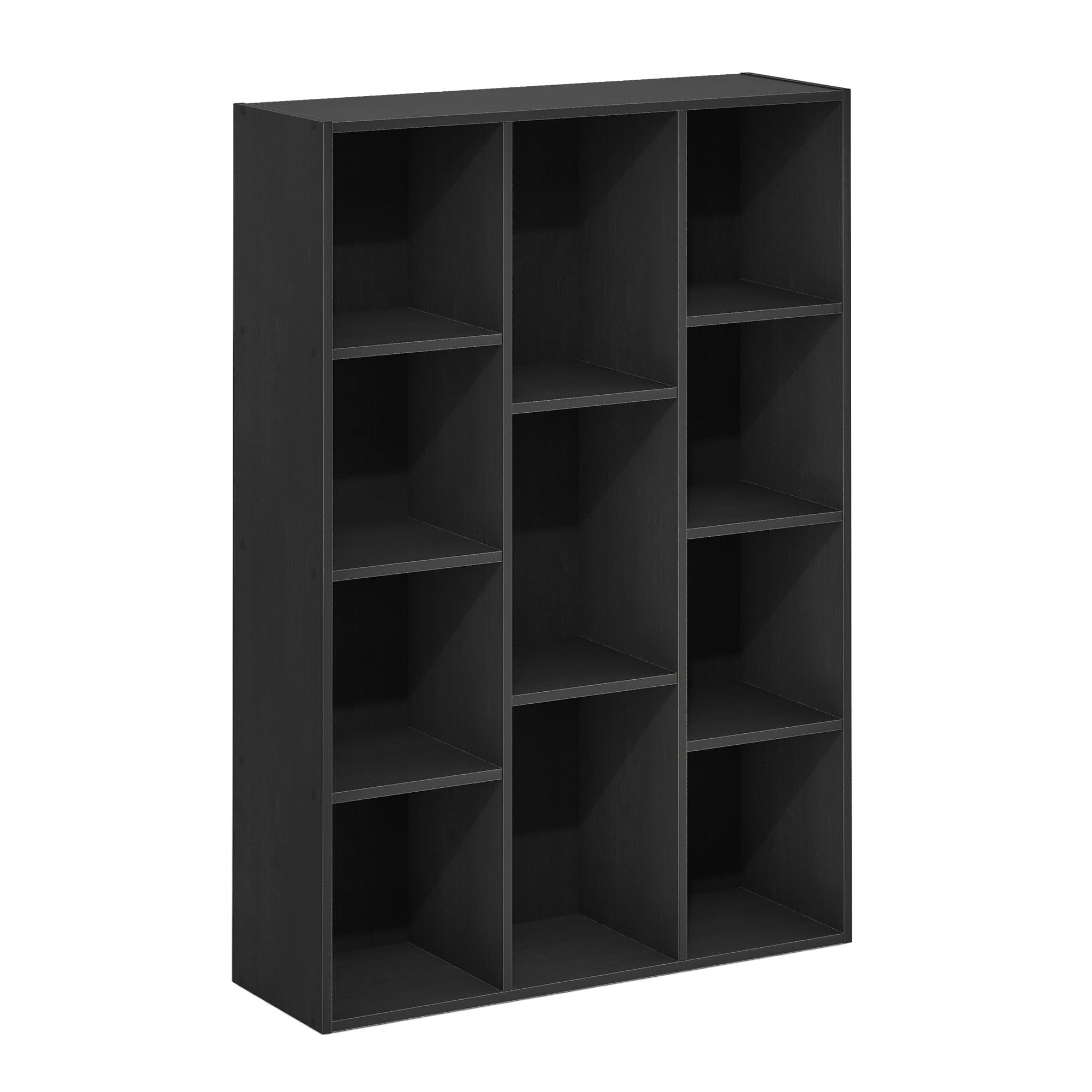 HomLux 11107BKW-A Luder 11 Cube Bookcase Bookshelf Storage Shelf Unit Multi Purpose Display Organizer For Books Decor And Toys In Living Room Bedroom Office Black