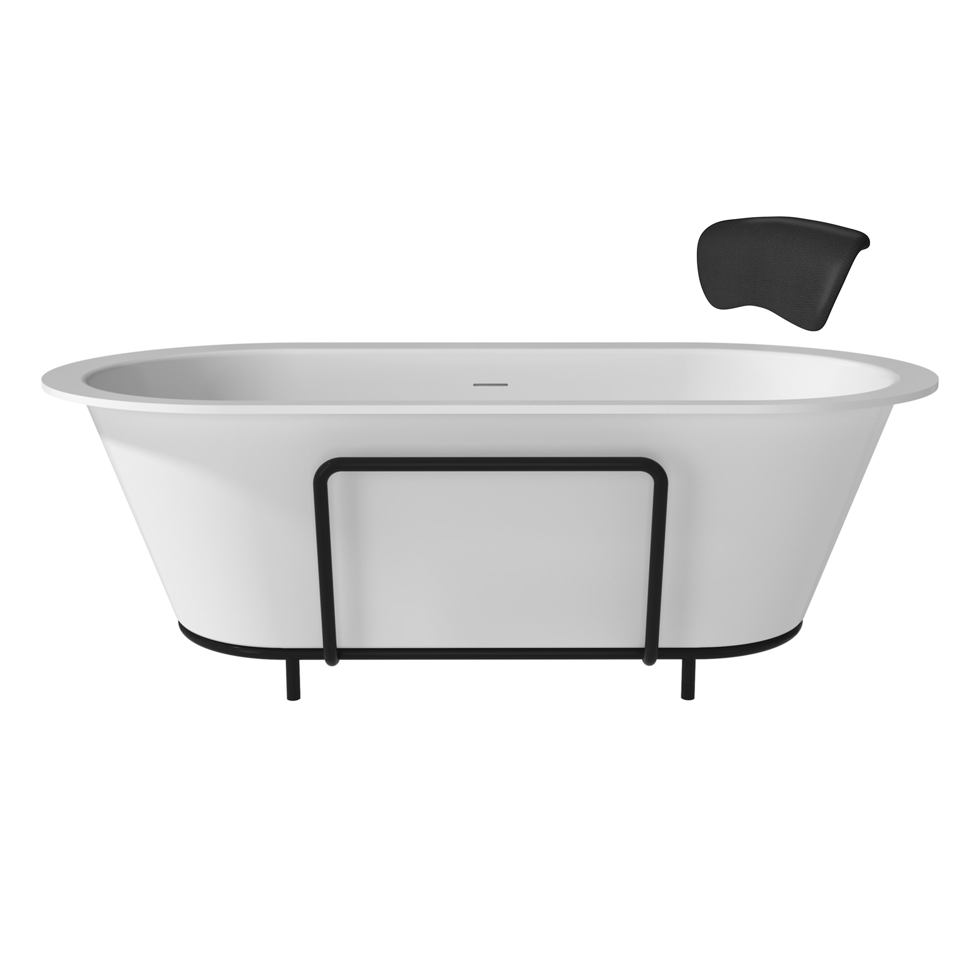 CASAINC CA-31-1700MW 33.46-in x 66.93-in Matte White Solid Surface Oval Freestanding Soaking Bathtub with Drain ( Center Drain )