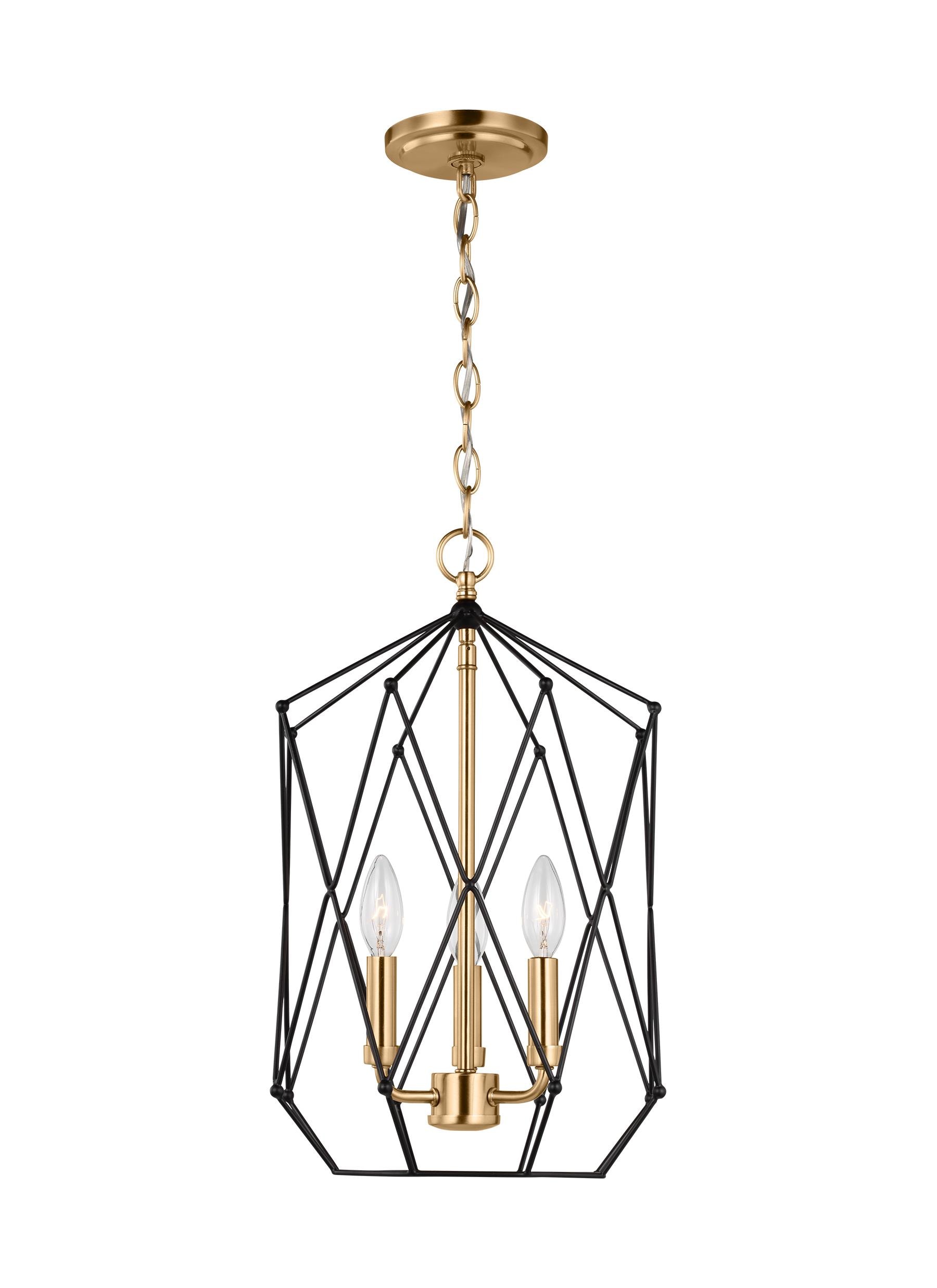 Zarra Satin Brass 3-Light Geometric Pendant