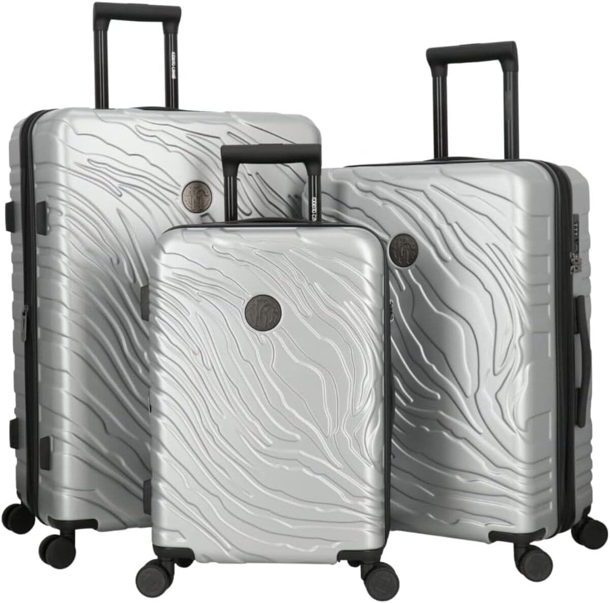J&V TEXTILES JSV00DA#36309215 28X19X16 Silver Plastic Hardshell Suitcase set