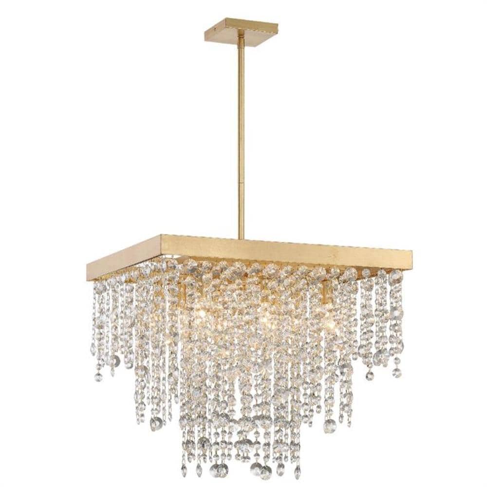 Mini Antique Gold Crystal Chandelier with Hand Cut Strands
