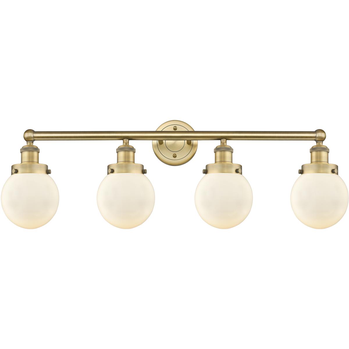 Innovations Lighting -  616-4W-BB-G201-6 Beacon Bathroom Vanity Light Brushed Brass