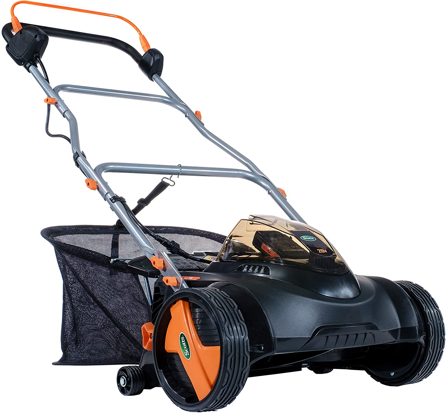 Scotts Cordless Electric Reel Lawn Mower, 20V, 16-Inch Cut Width,  5-Position Height Adjustment, Includes Battery and Charger