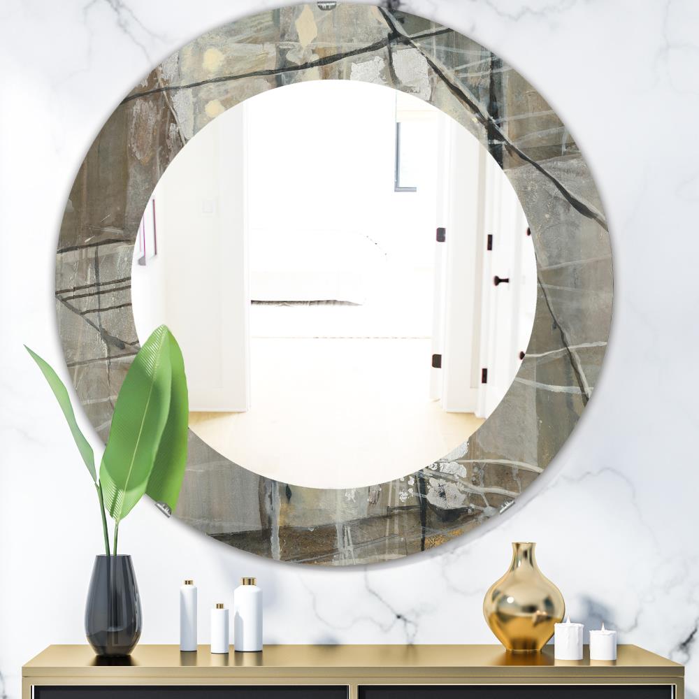 Designart 24-in W x 24-in H Round Beige Polished Wall Mirror in the ...