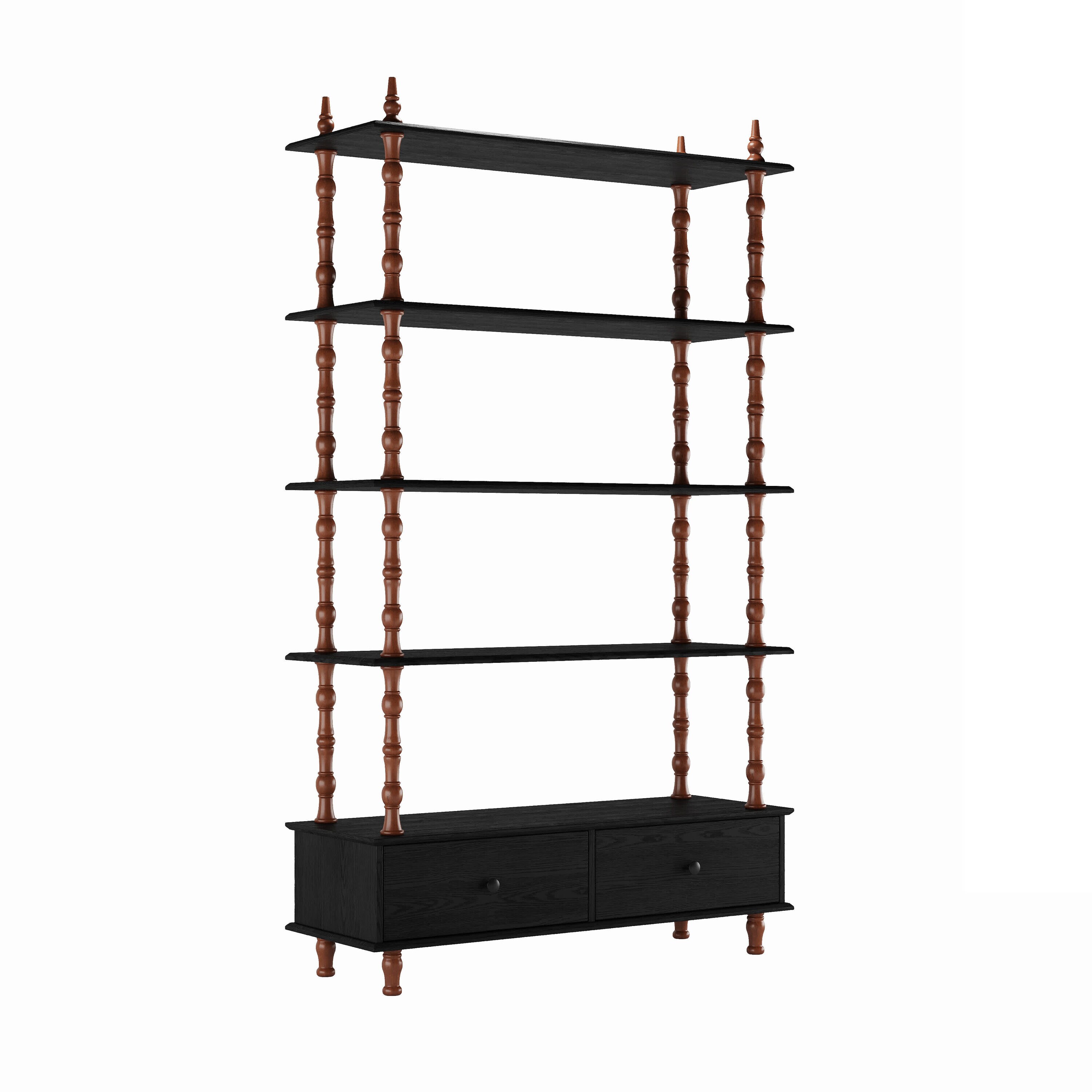Vynxaria 74.4 Inch Tall 5 Tier Wooden Bookcase With Hidden Drawers ...