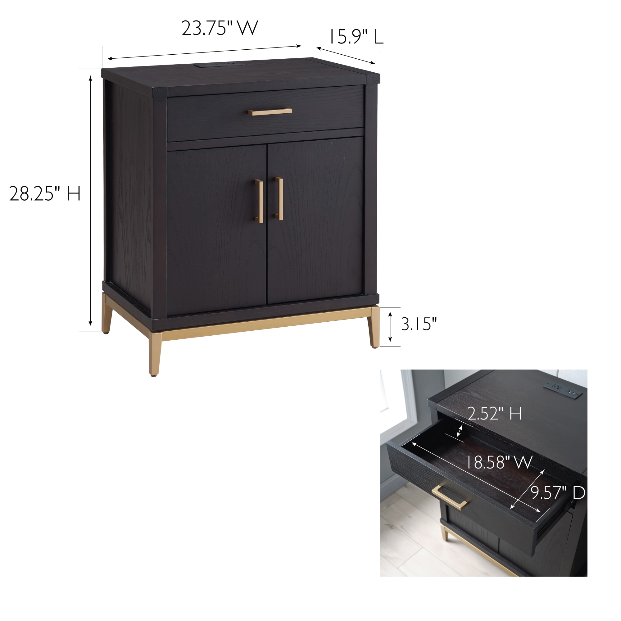 Leick Home 9079-BLKGD nightstands - View #2