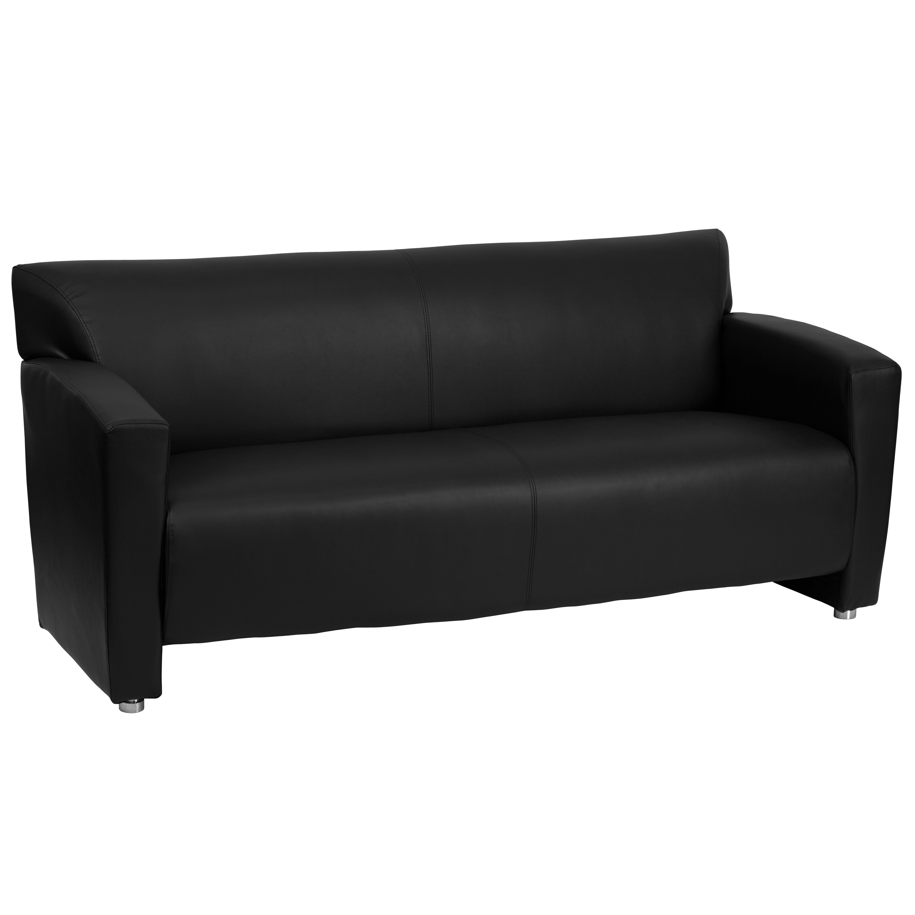Flash Furniture 847254038676 Majesty 68.5-in Modern Black Faux leather 3 -seater Sofa
