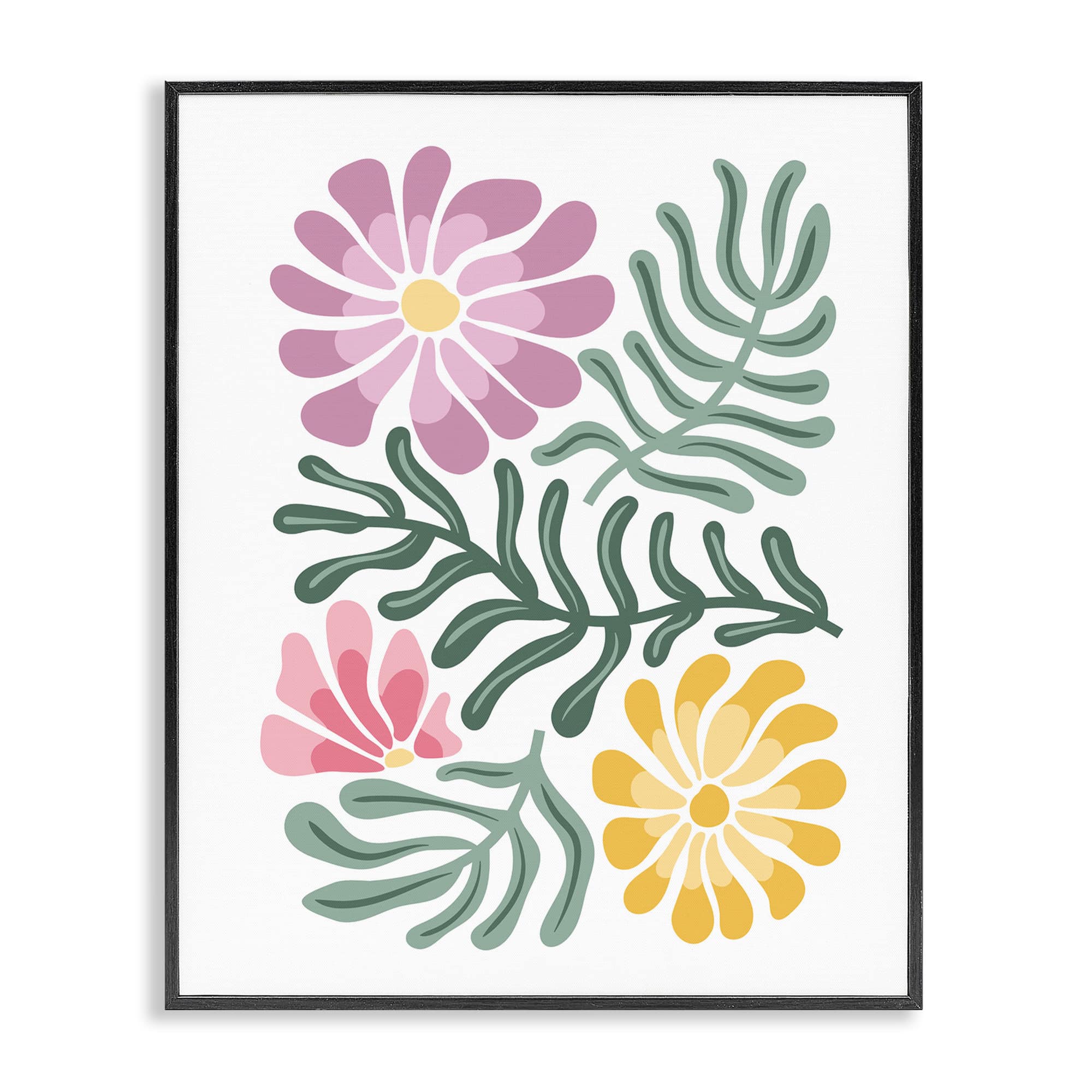 Stupell Industries BT-201-FR-16X20 Pastel Midcentury Mod Blooms Black Framed Giclee Art By Kim Allen 16 x 20