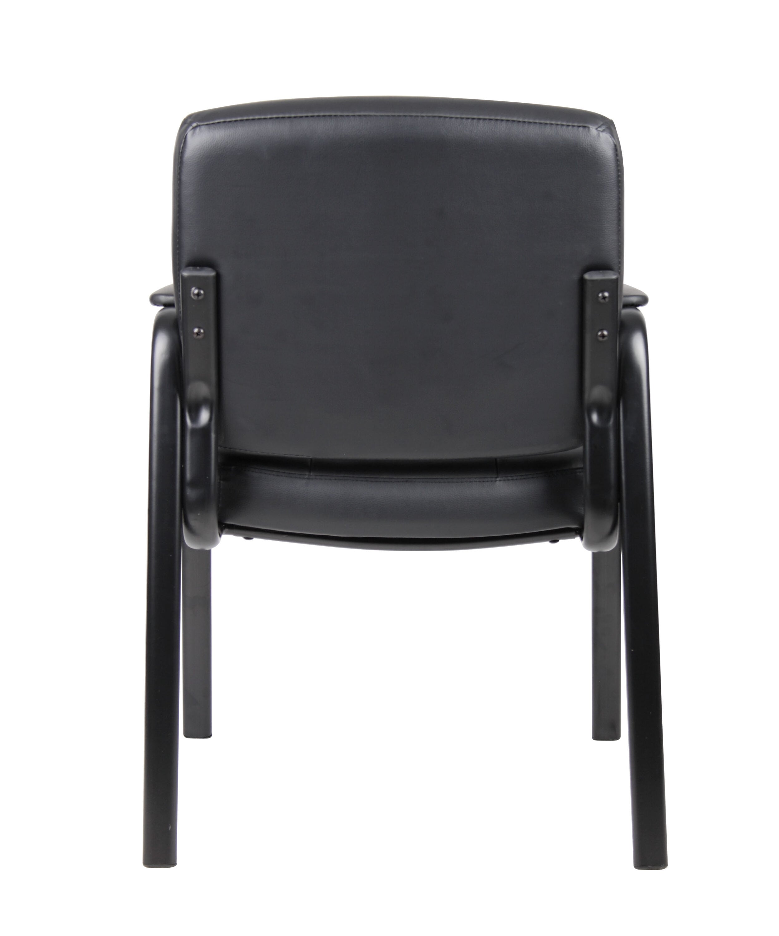 Elegant Black LeatherPlus Guest Chair with Steel Frame and Fixed Arms