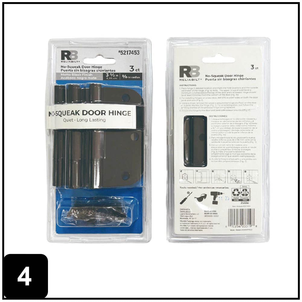 RELIABILT No-Squeak 3-1/2-in H x 5/8-in Radius Matte Black Mortise