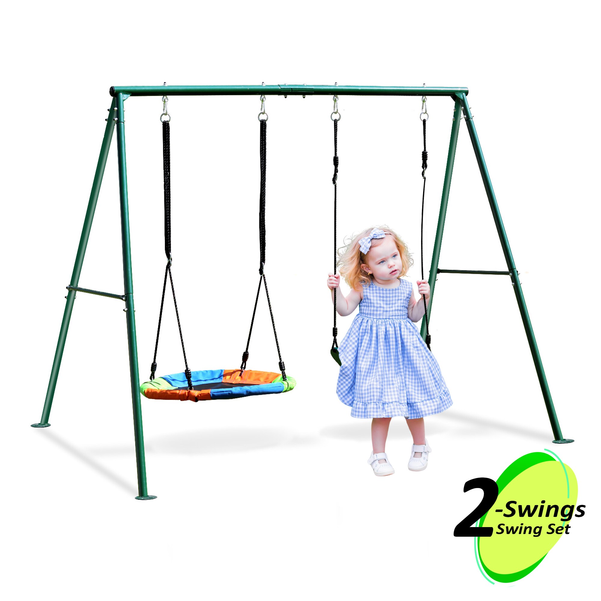 Fun Orange FUNPSQ402 Metal Swing Set Residential Steel Swing set with 2 Swings