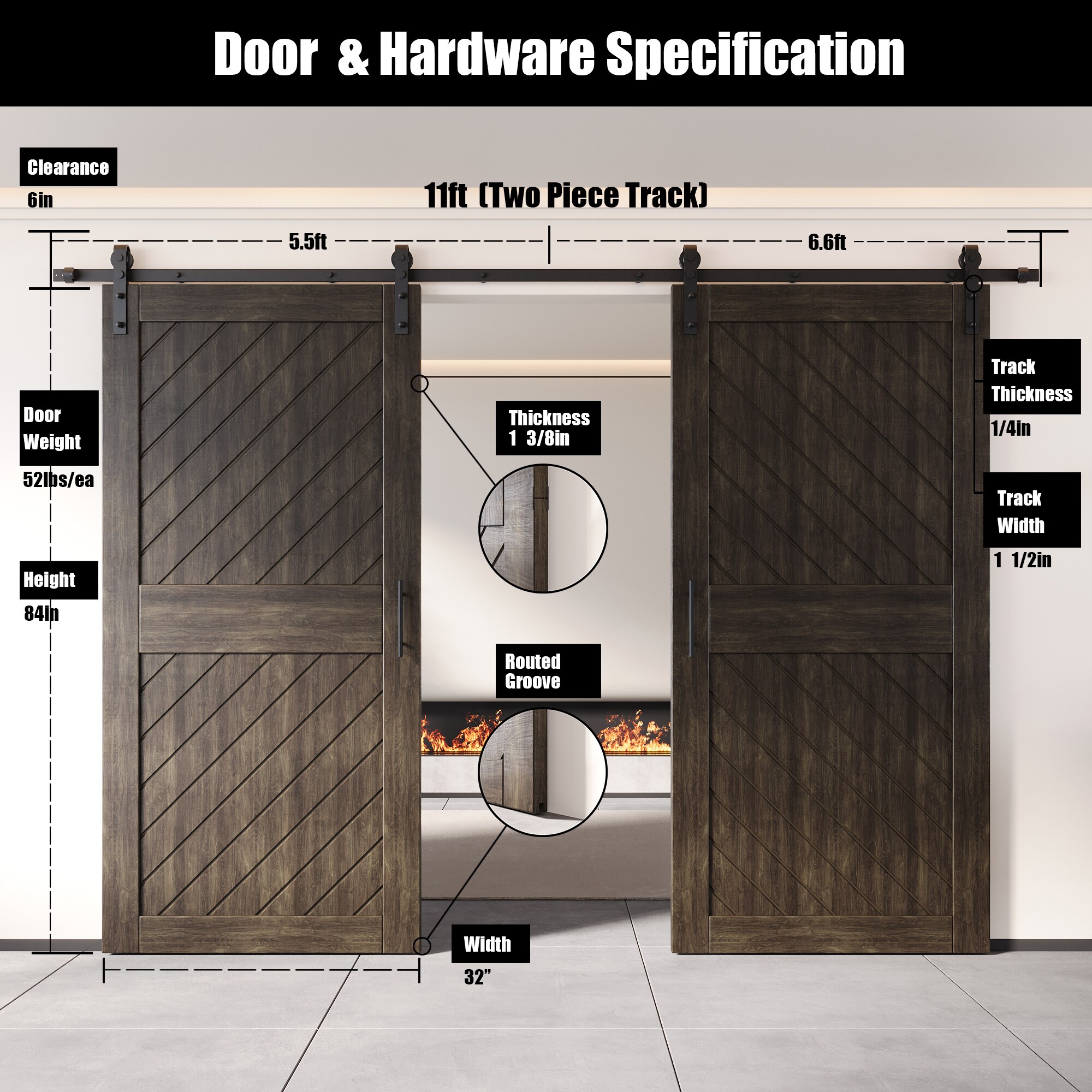HOMACER YT2H132C-XT1-3284-EB Barn-Doors - View #2