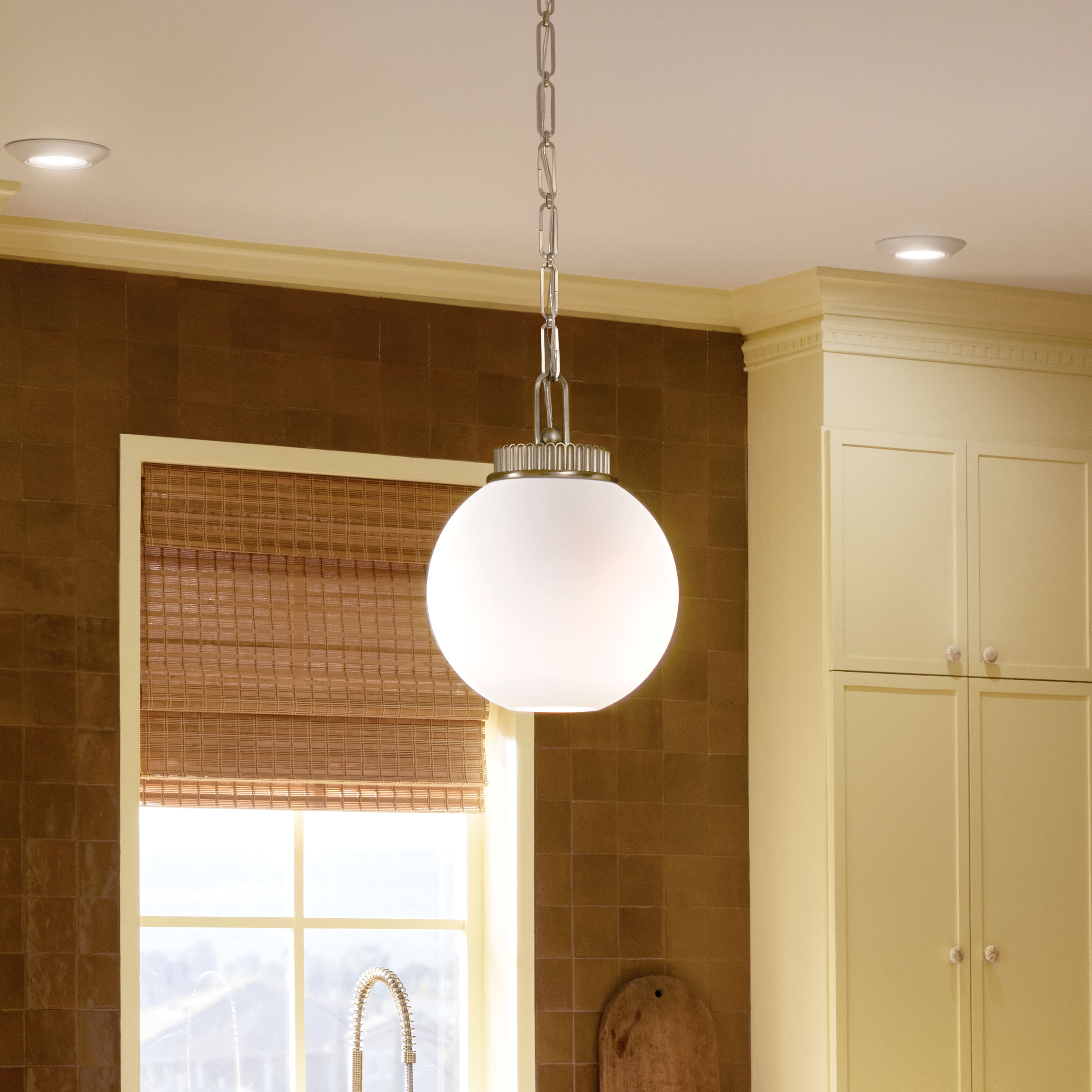 Kichler Andorra 1 -Light Champagne Bronze Traditional Globe Small Hanging Pendant Light