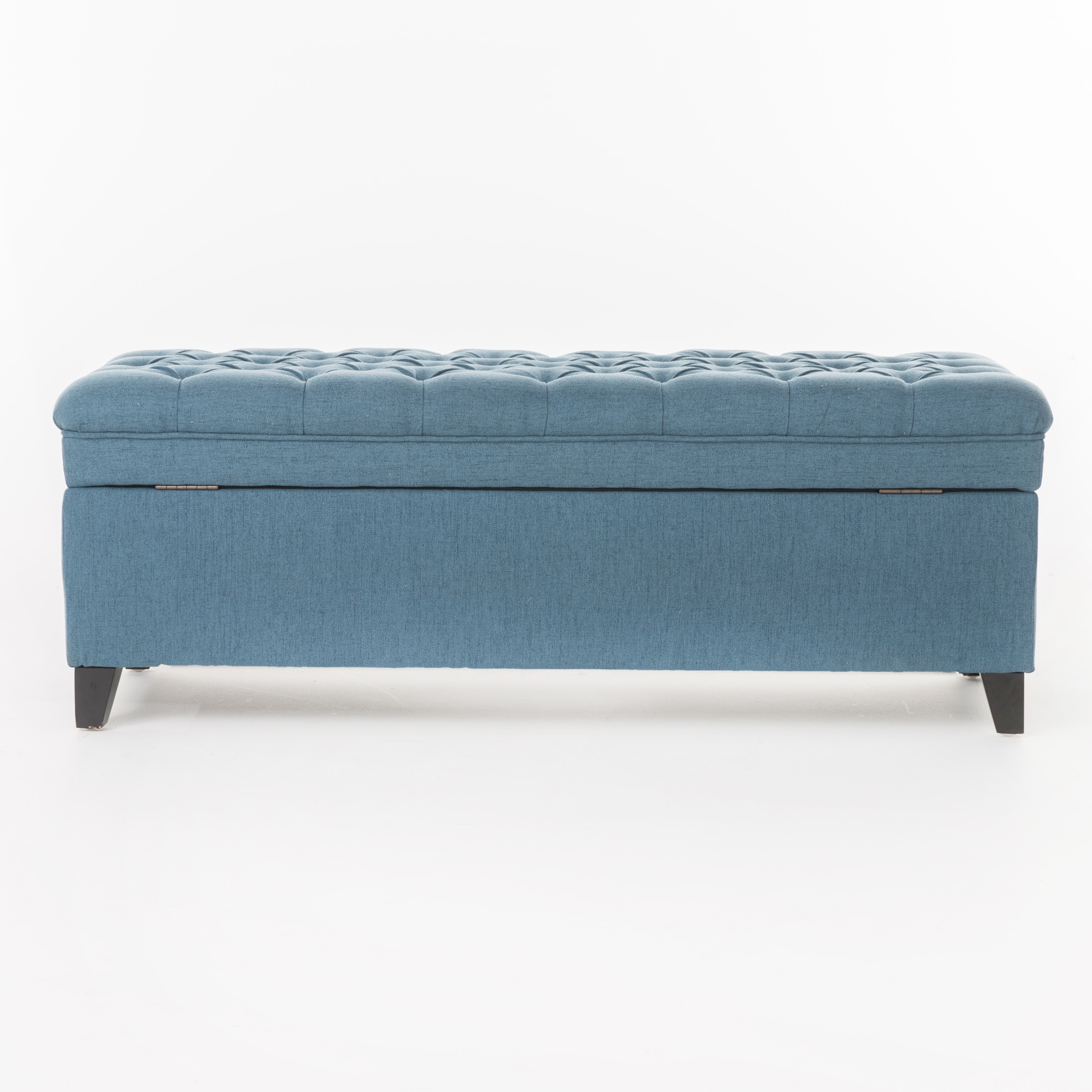 Juliana Oversized Blue Tufted Storage Ottoman Bench