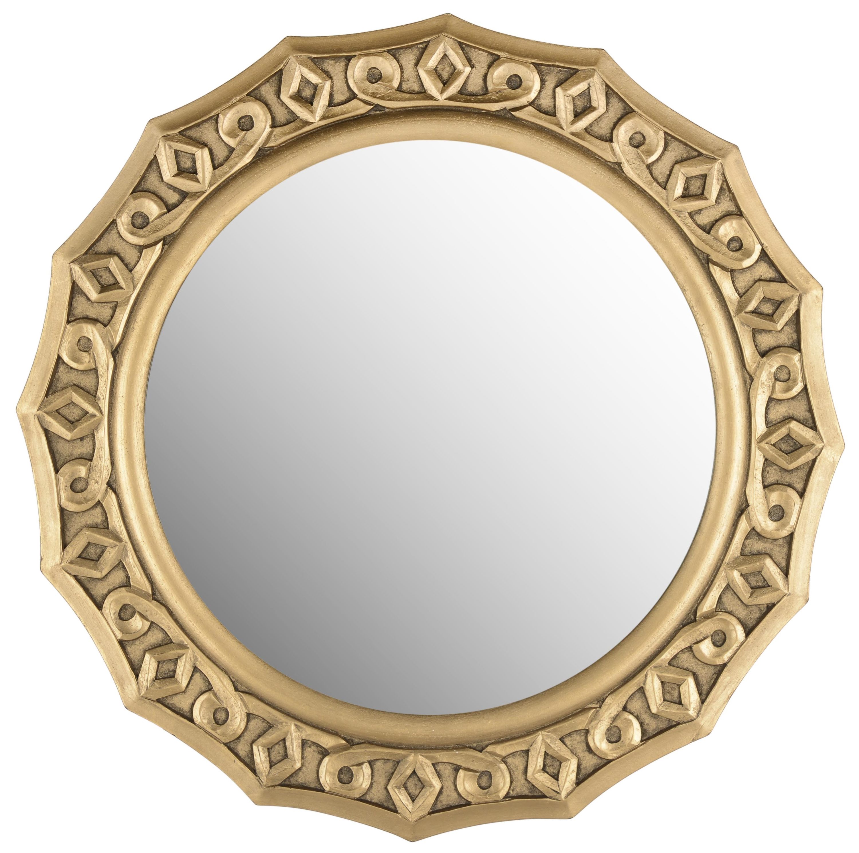 Safavieh MIR5006C Gossamer Lace 25.0-Inches W x 24.0-Inches H Round Gold Polished Wall Mirror