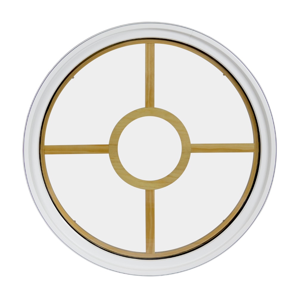 FrontLine Bldg. Products 1818RD45LIG3TWH 18-in x 18-in White Round Accent Window with Grids