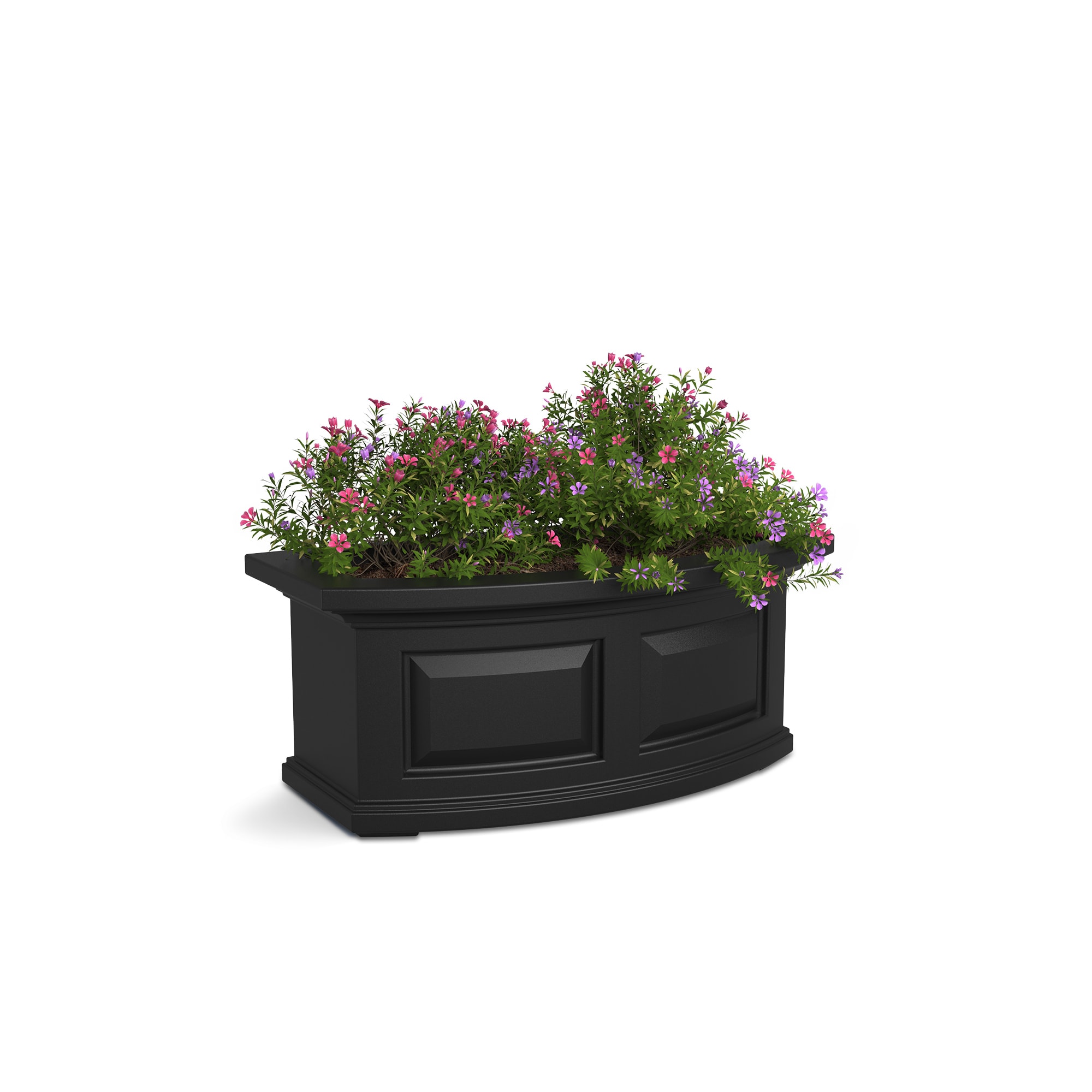 Mayne 4829-B Rectangle 24-Inches W Medium Black Plastic Outdoor Window box with Drainage Holes with Self Watering