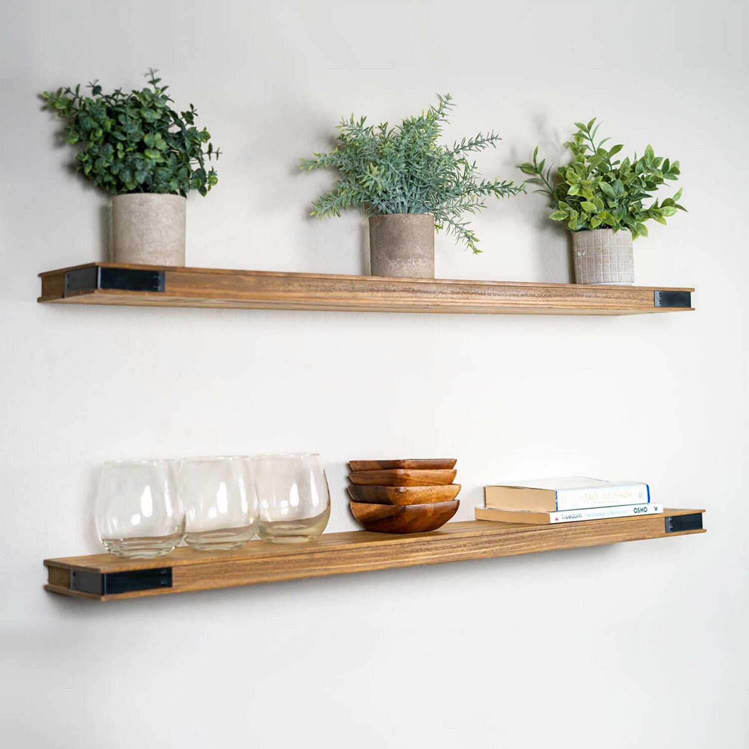 20.67 in. W x 4.3 in. D Variable Floating Shelves Wood Set of 4, Rustic  Shelves for Wall, Decorative Wall Shelf PU6ZGM - The Home Depot