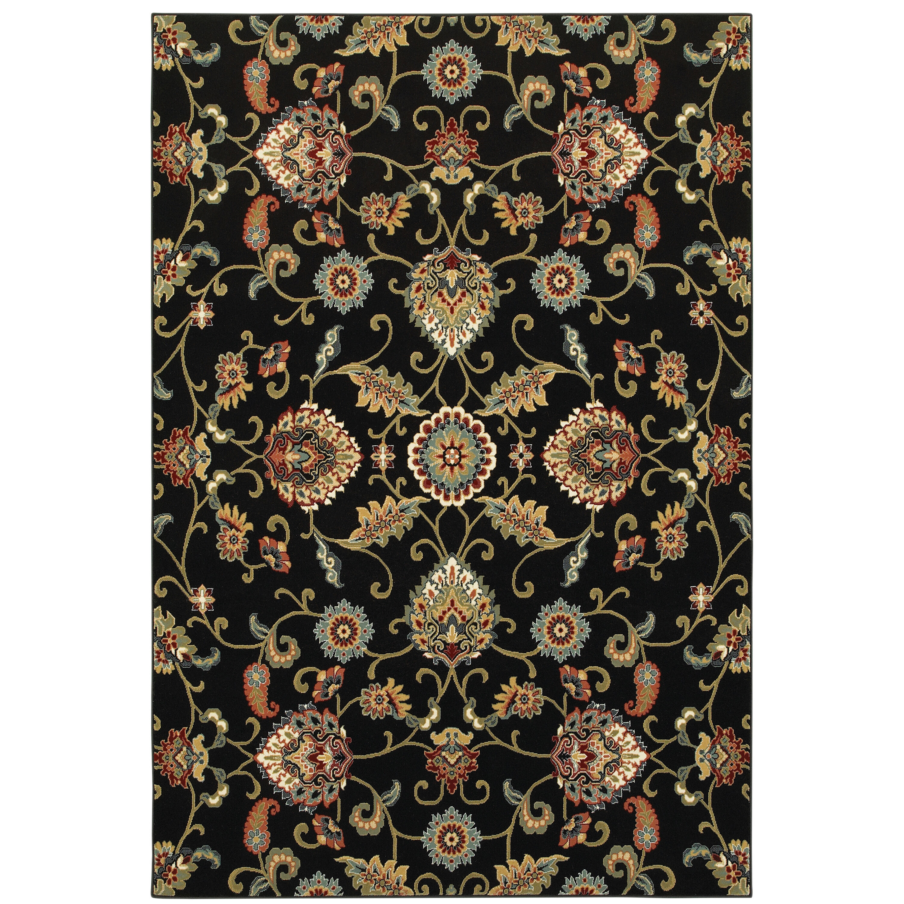 Archer Lane 994KSH6K7L Eastmoor 8 x 11 (ft) Polypropylene Black Rectangular Indoor Floral/Botanical Oriental Area rug