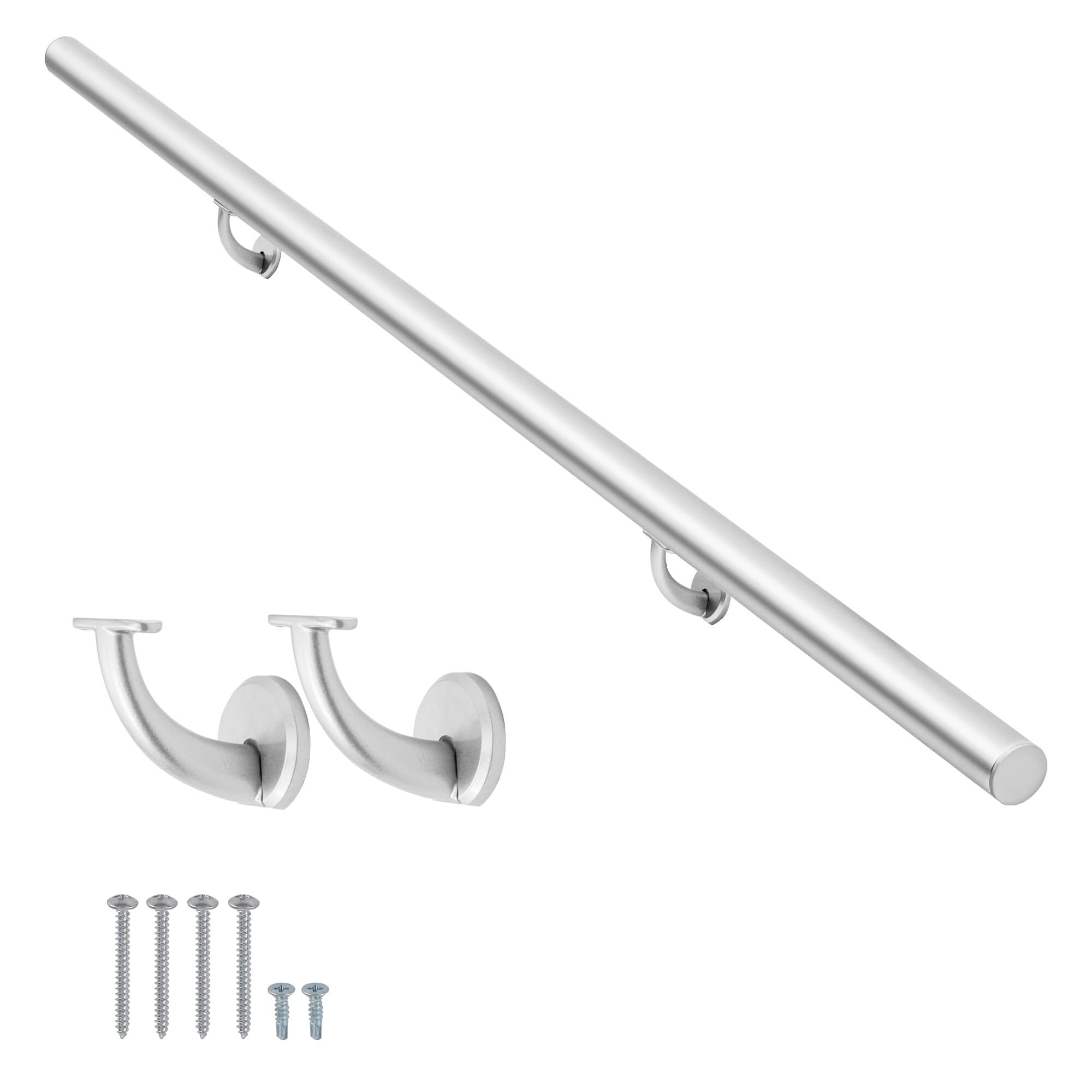 Etokfoks Pressure Treated Wood Grain Aluminum Handrail 2 18ft with Zinc Brackets 1 Pack Indoor Outdoor Stairs #LETMFULFY