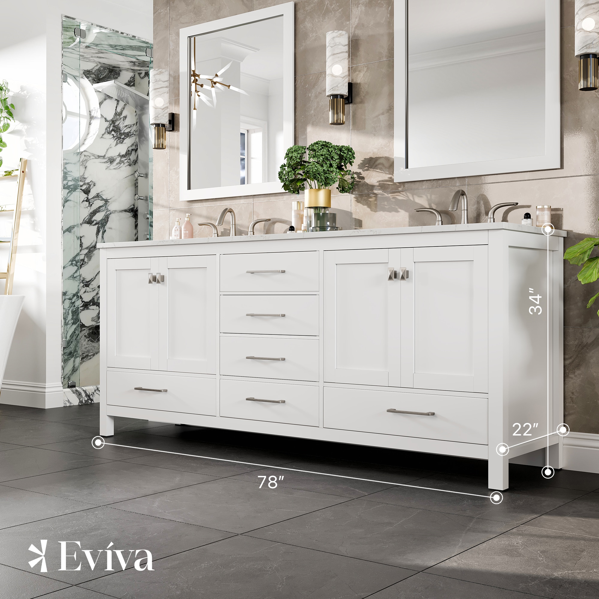 Eviva EVVN412-78WH-Q Bath-Vanity-Combo - View #2
