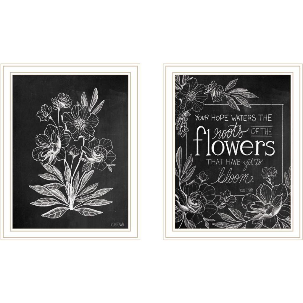 Trendy Decor 4U VFEN886779WG Vintage Chalkboard Blooms Wall Art By ...