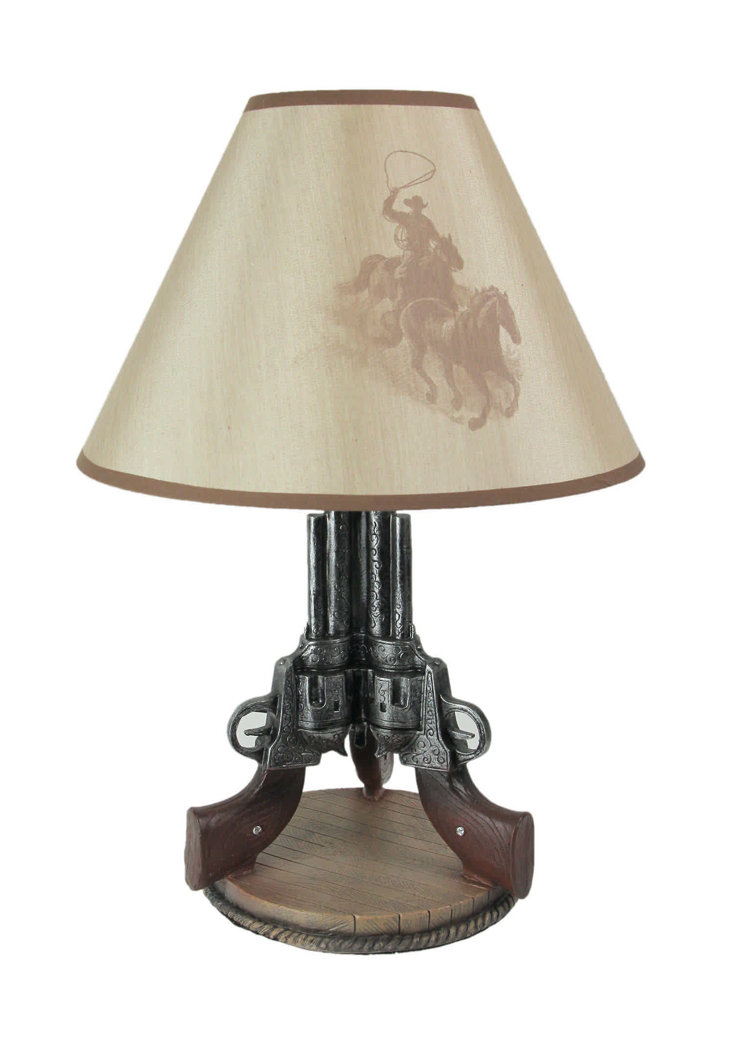 Zeckos 97-HC41647 Old West Triple Six Shooter Revolver Table Lamp