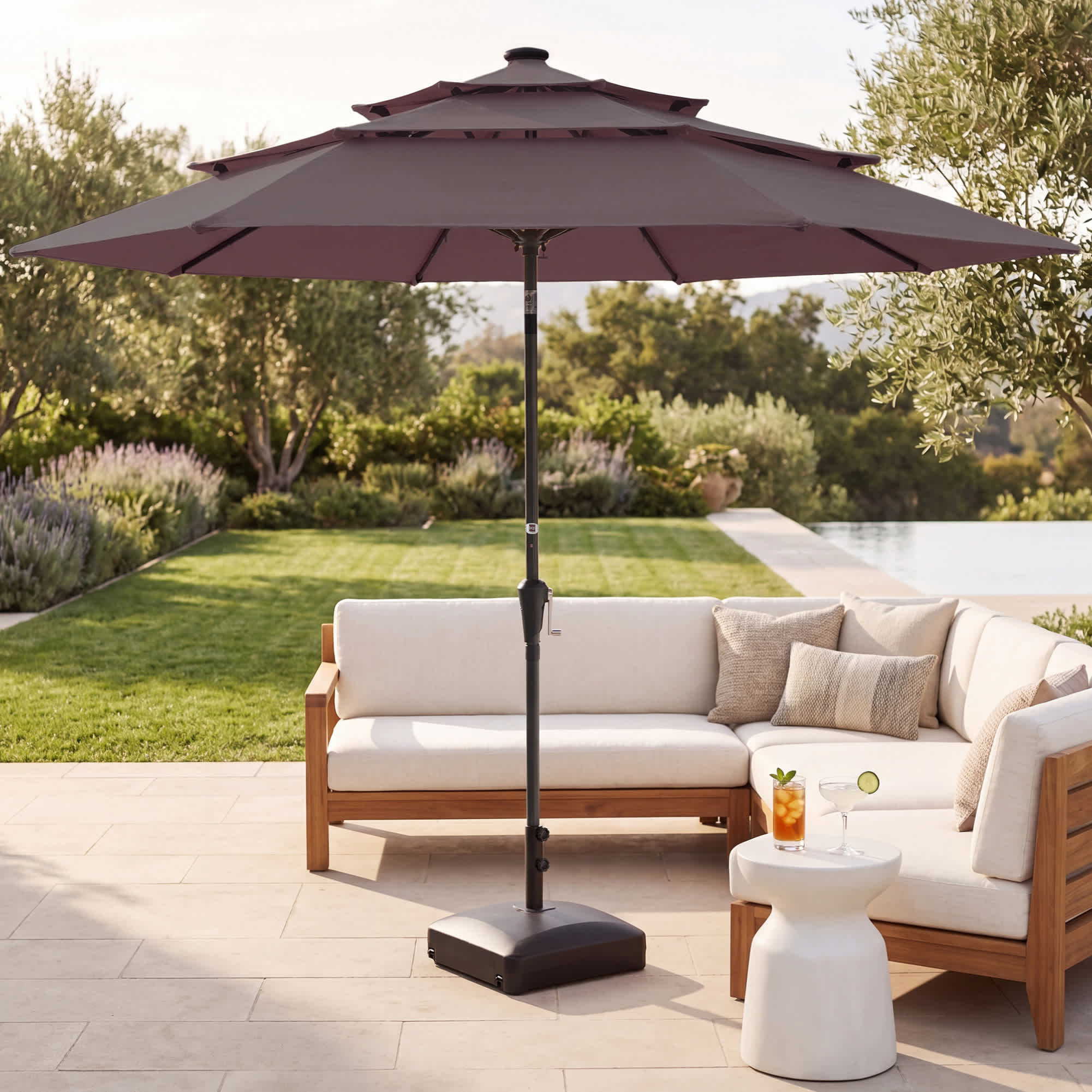 Best Choice Products - 10ft 3-Tier Patio Umbrella Market Sun Shade w/ Tilt Adjustment Easy Crank...