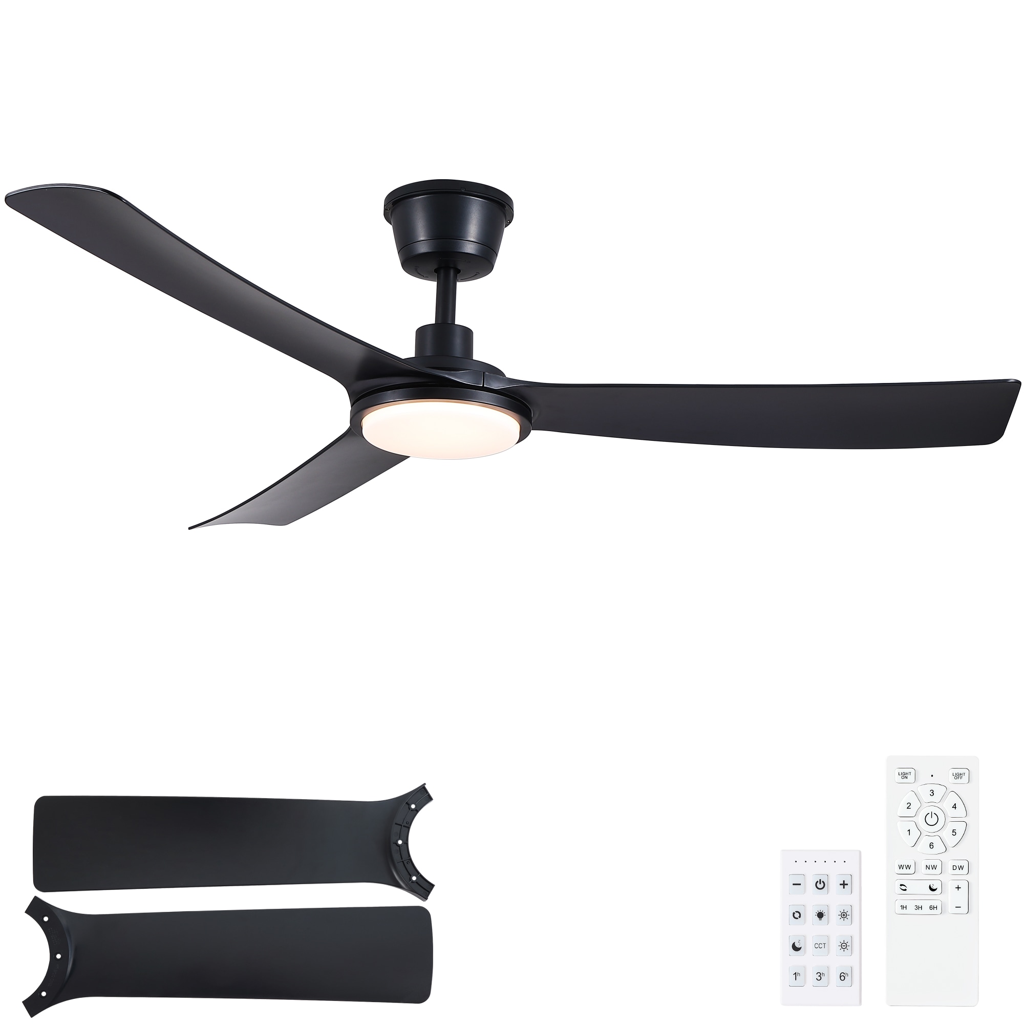 Sevenine Cedarpray 56 in. Matte Black with Waterproof ABS Blades Integrated LED  Indoor / Outdoor Ceiling Fan with Light For Patio and Porch