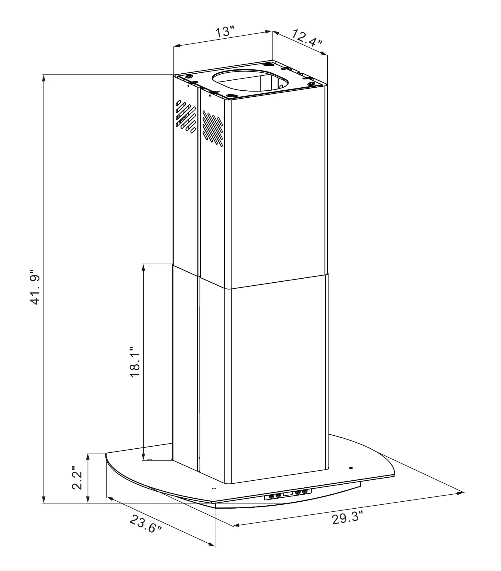 Winflo 30-in 475-CFM Convertible Stainless Steel Island Range Hood in ...