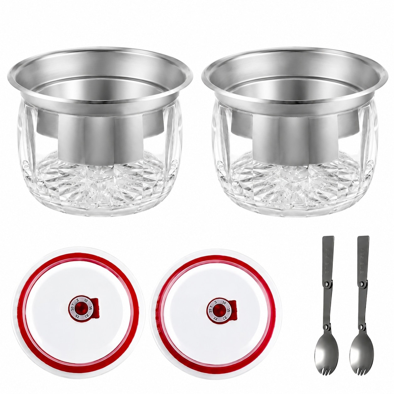 Aoibox  2 Pack Ice Chilled Dip Bowl with Lid 22oz Chilled Serving Bowl for Parties Dip Bowl on Ice with Stainless Steel
