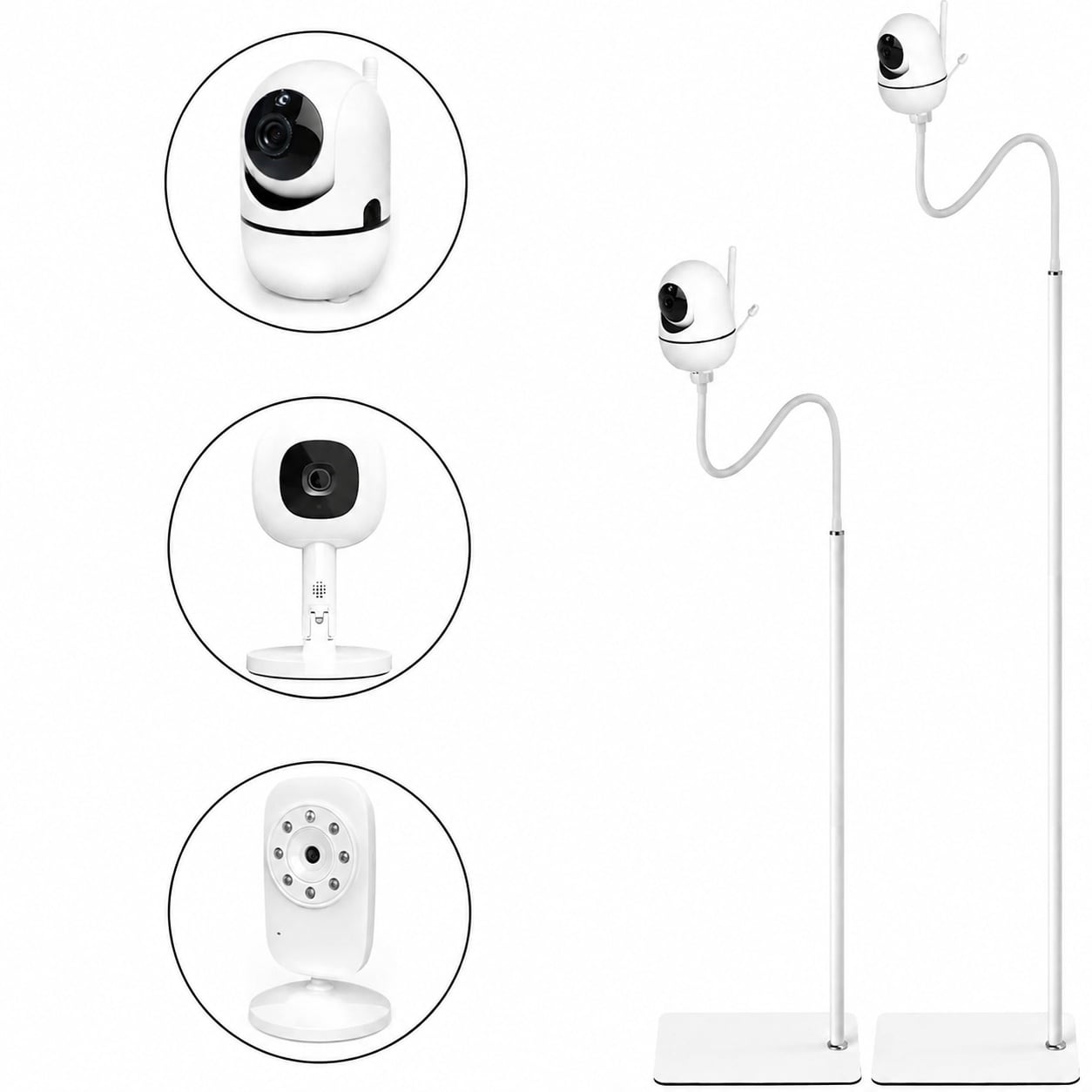 Vrbgify  Adjustable Height Baby Monitor Floor Stand Holder for HelloBaby Nanit Pro ANMEATE Bonoch and Other Cameras with One Quarter Threaded