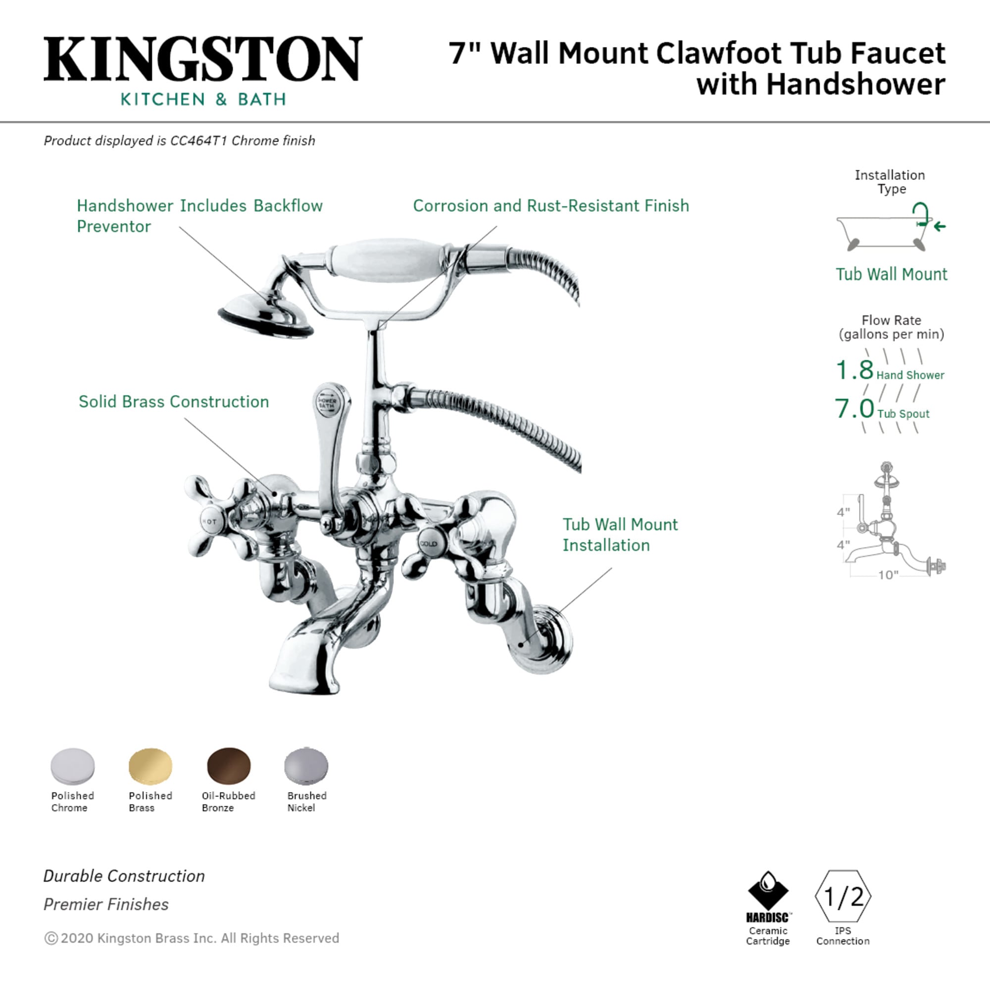 Kingston Brass WLCC464T1 Roman-Tub-Faucets - View #2