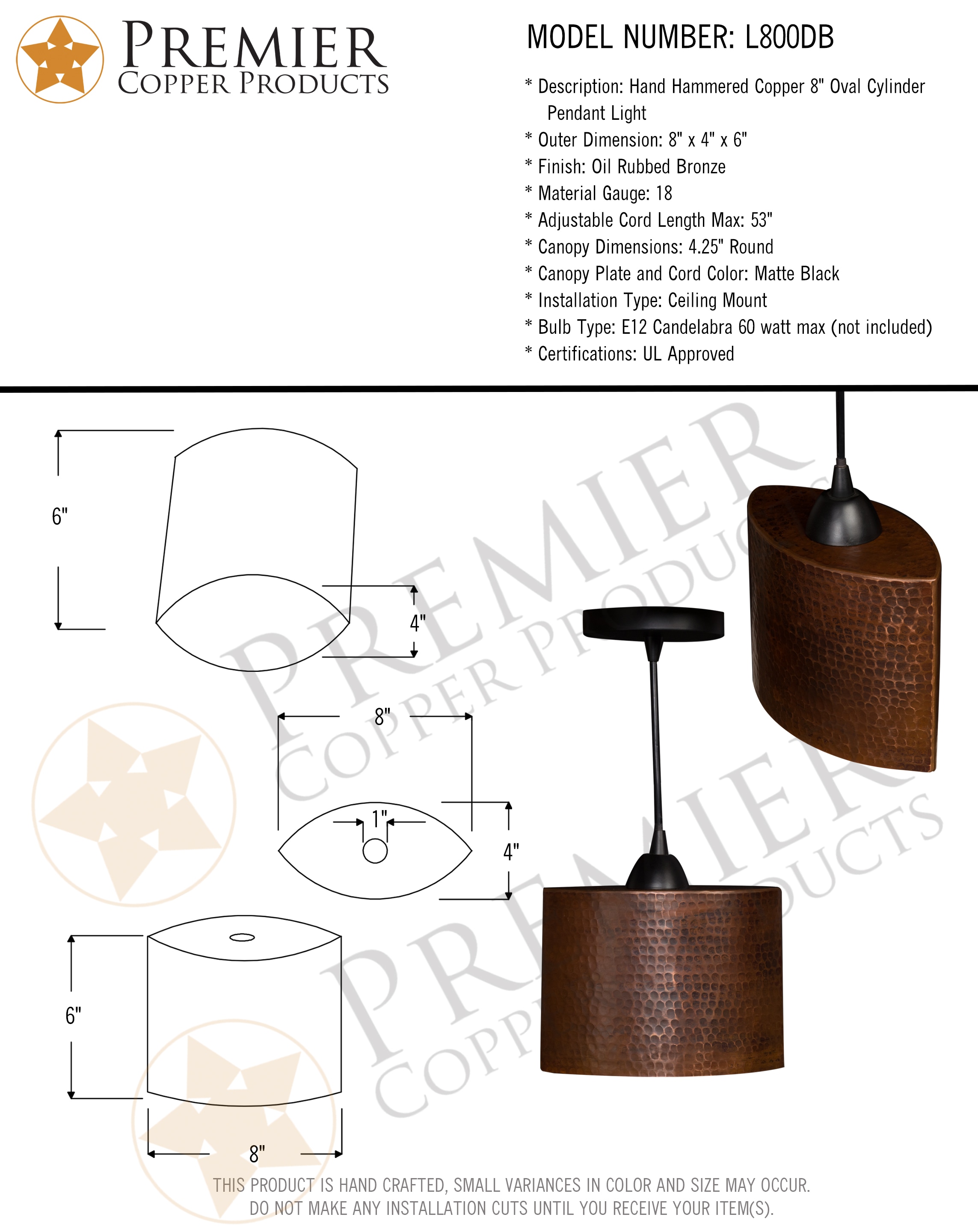 PREMIER COPPER PRODUCTS L800DB Pendant-Lights - View #9