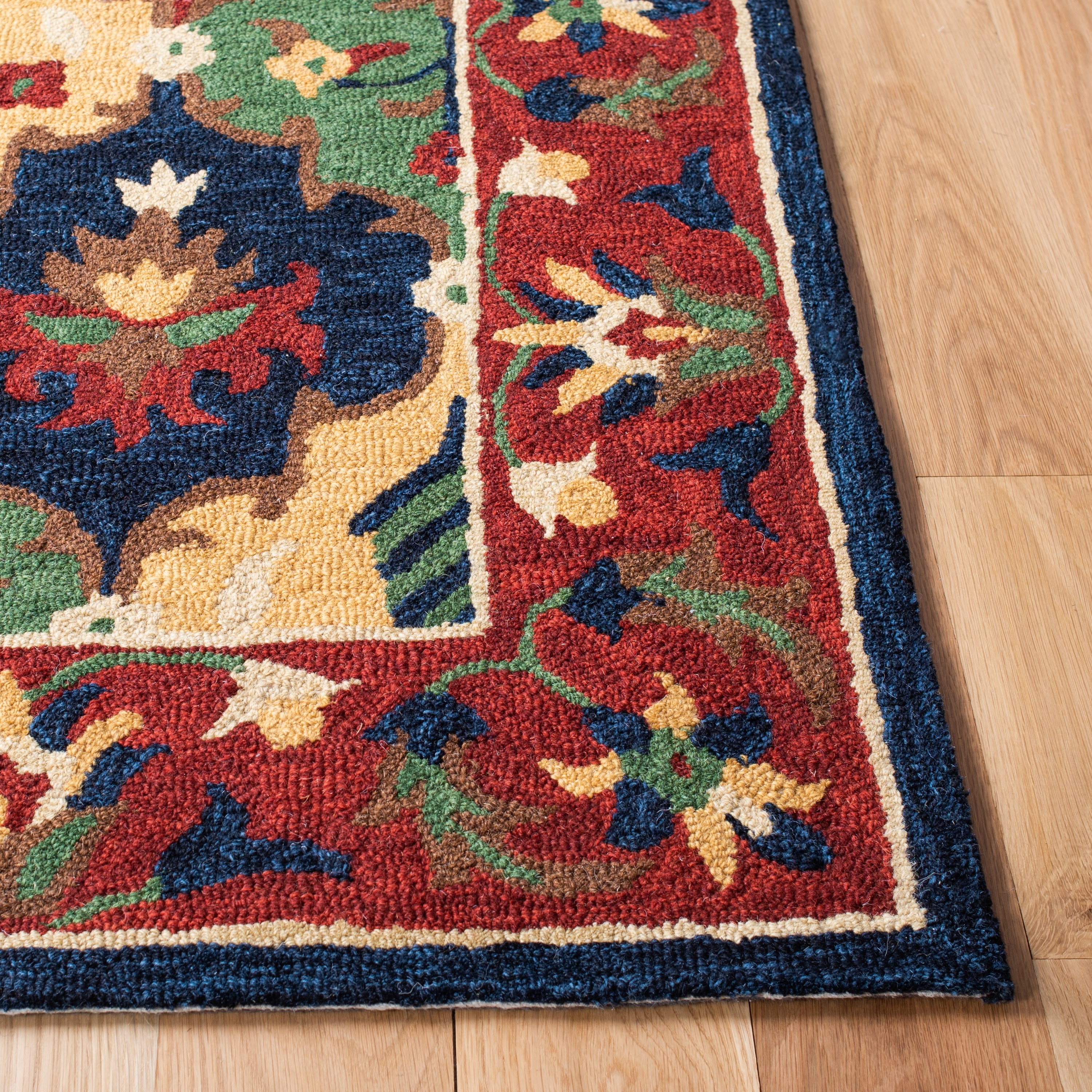 Heritage Red and Green Hand-Tufted Wool Runner Rug