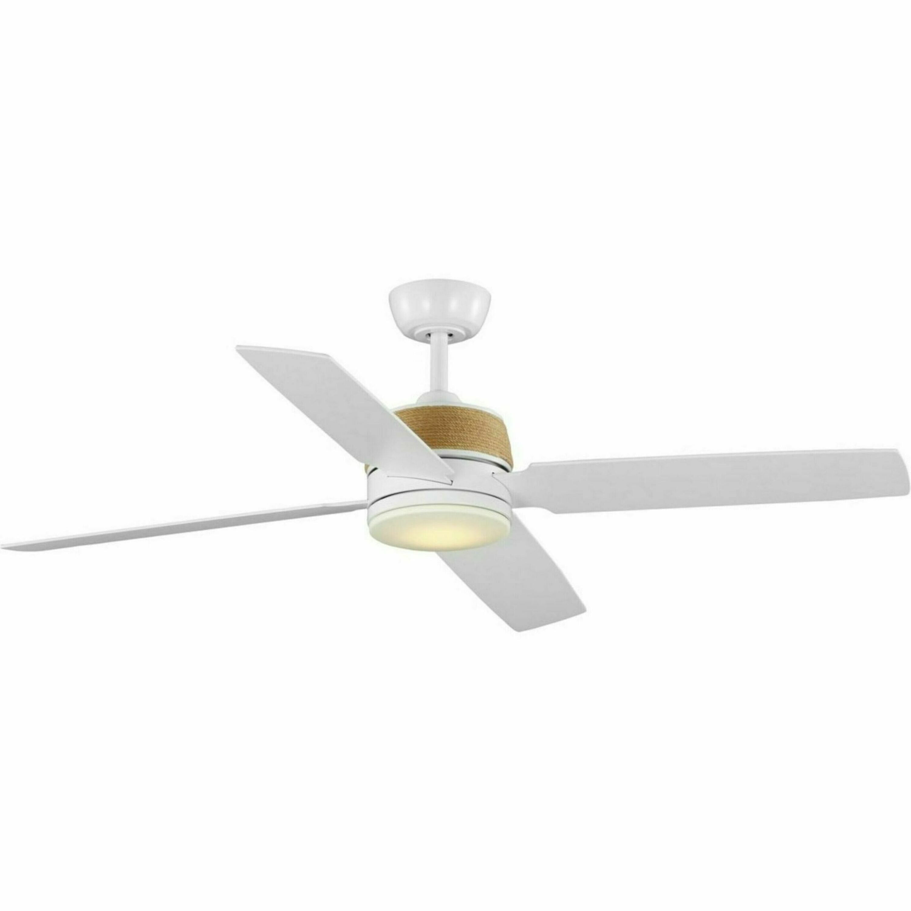 Shaffer II 56" Satin White LED Ceiling Fan with Jute Rope