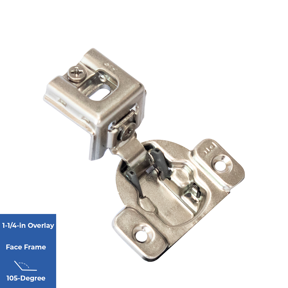 RELIABILT 2-Pack 1-1/4-in Overlay 105-Degree Opening Nickel Plated Self- closing Concealed Cabinet Hinge in the Cabinet Hinges department at