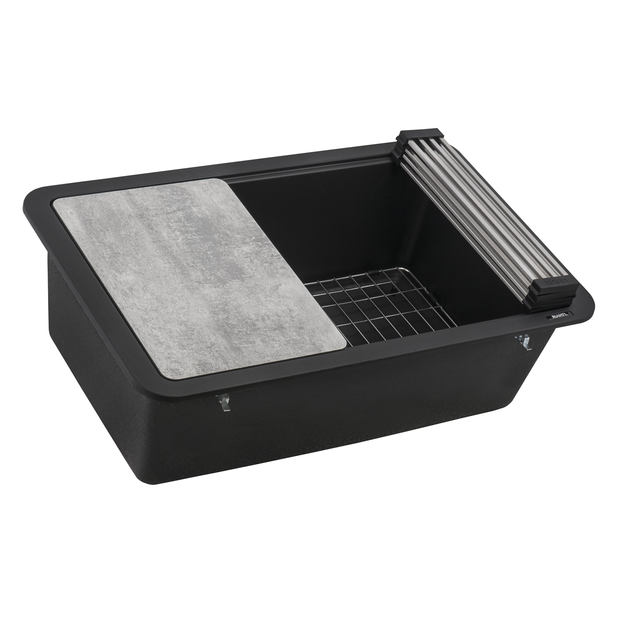 1.5 Bowl Plastic & Resin Kitchen Sink & Drainer Black Reversible 1000mm x  500mm - Screwfix