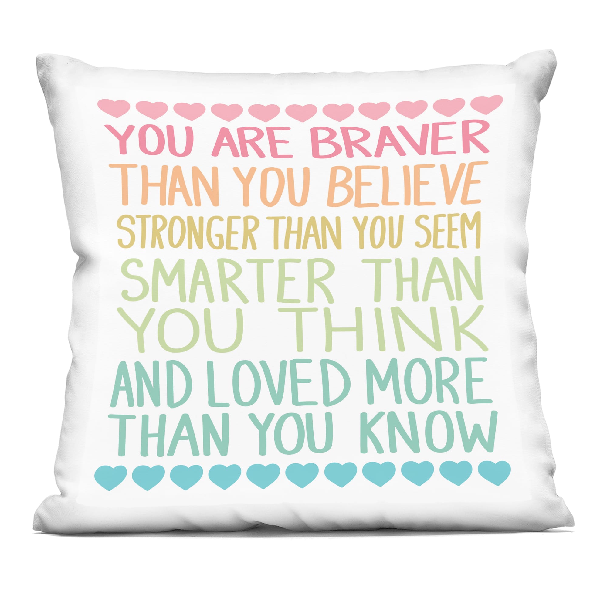 Stupell Industries PLO-887-SQW-18X18 Rainbow Confidence Phrases Decorative Printed Pillow Design by Sweet Melody Designs