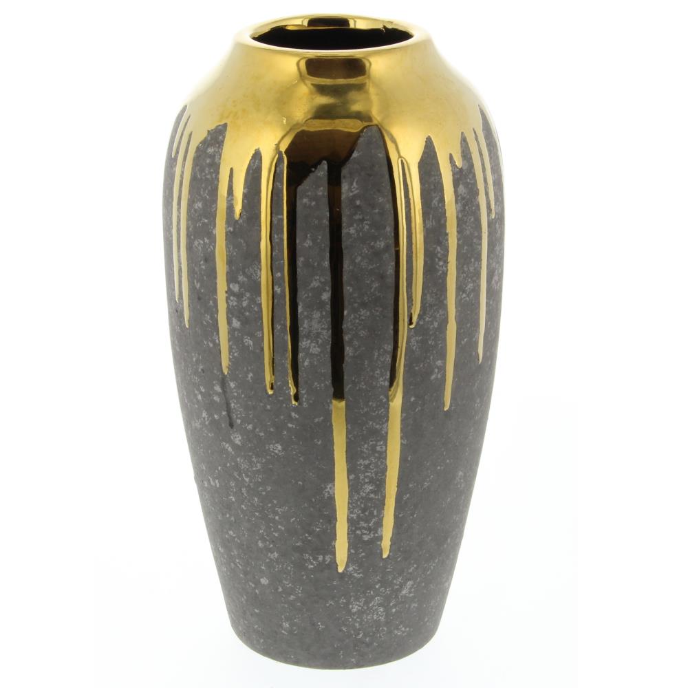 CosmoLiving by Cosmopolitan Handmade Tall Round Gray Stoneware Vase ...