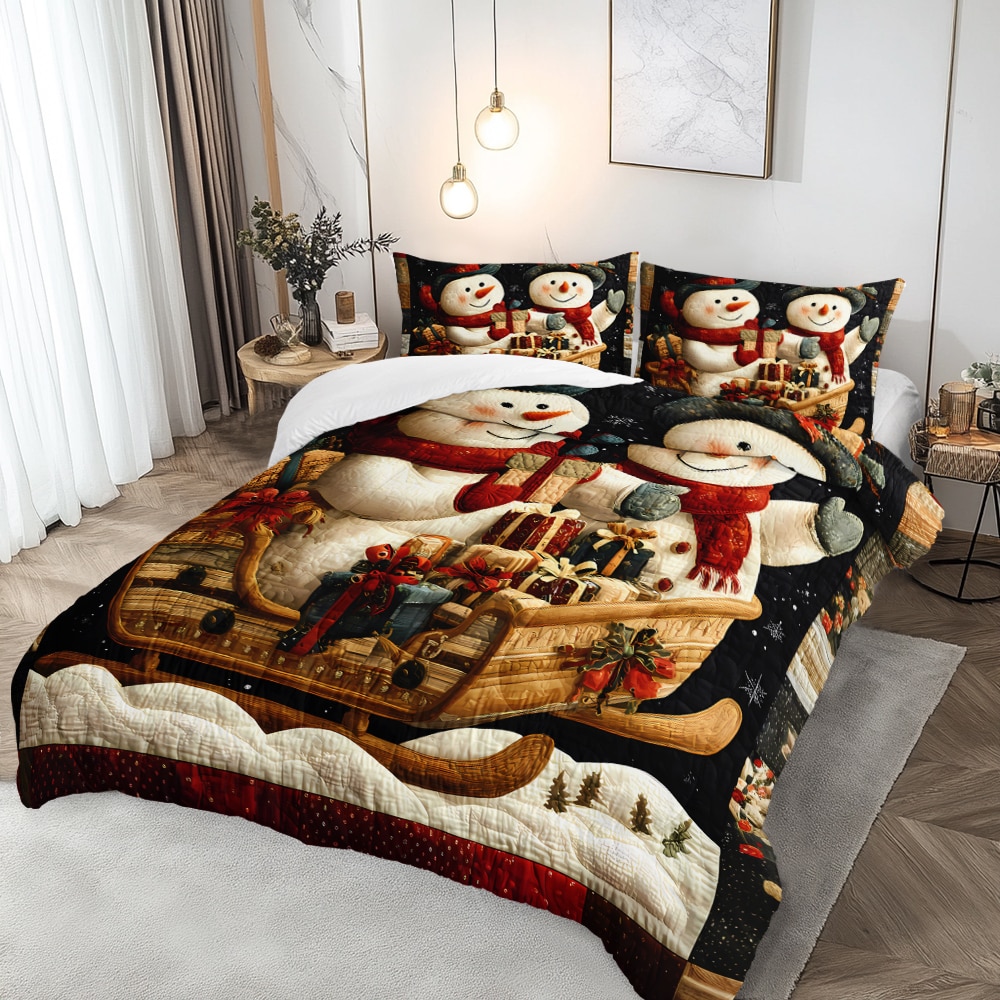 Snowmen Chrismax Comforter Bedding Set with 1 Comforter 2 Pillowcase Twin