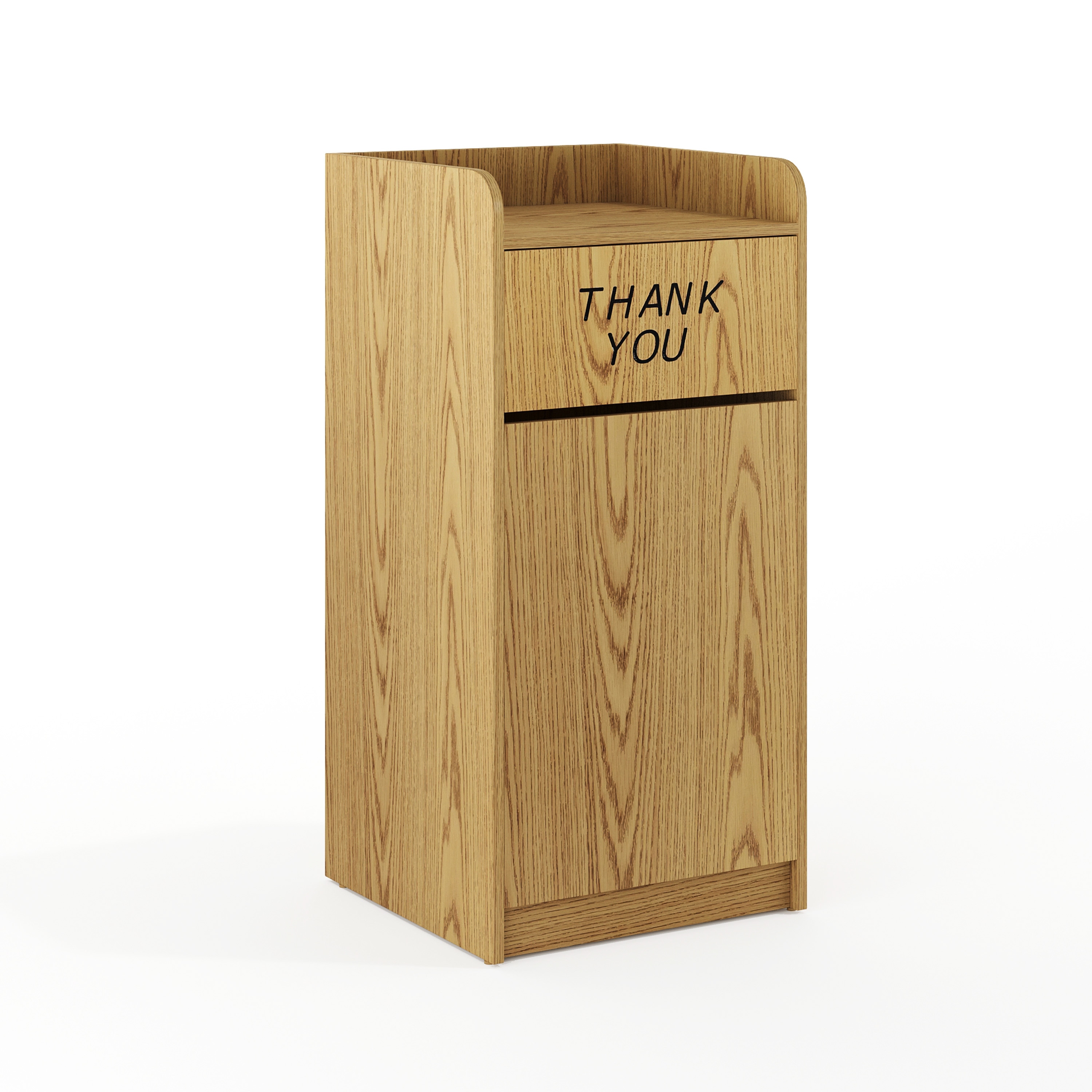 Flash Furniture 847254021913 36 Gallon Oak Wooden Indoor Swing/Push Lid Trash Can