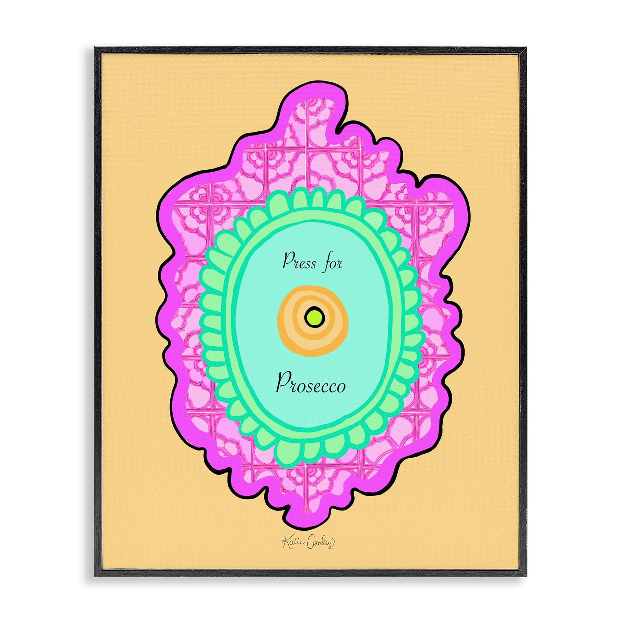 Stupell Industries BS-750-FR-24X30 Press For Prosecco Button Framed Giclee design by Katie Conley